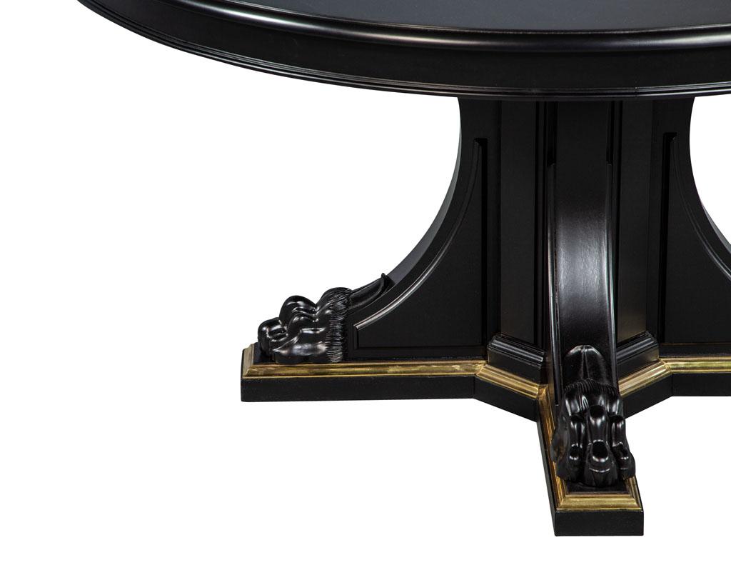 Contemporary Black Lacquered Empire Inspired Modern Mahogany Round Dining Table