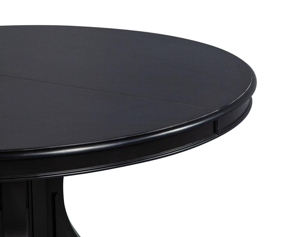 Brass Black Lacquered Empire Inspired Modern Mahogany Round Dining Table