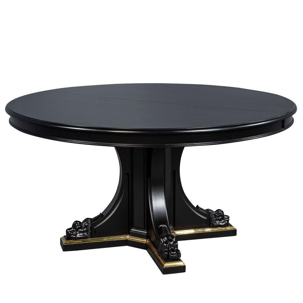 Black Lacquered Empire Inspired Modern Mahogany Round Dining Table