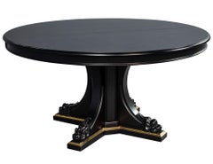Black Lacquered Empire Inspired Modern Round Dining Table by Ralph Lauren