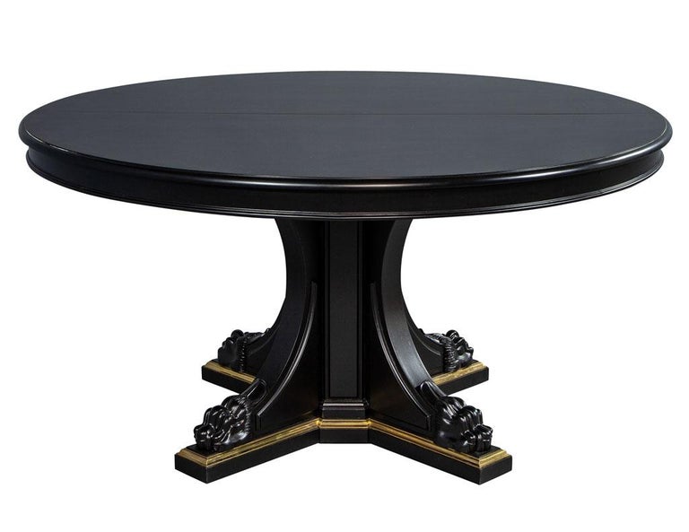 Black Lacquered Empire Inspired Modern Round Dining Table by Ralph Lauren at 1stDibs