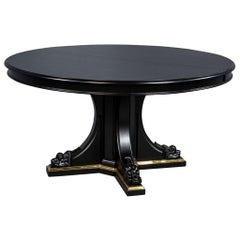 Black Lacquered Empire Inspired Modern Round Dining Table by Ralph Lauren