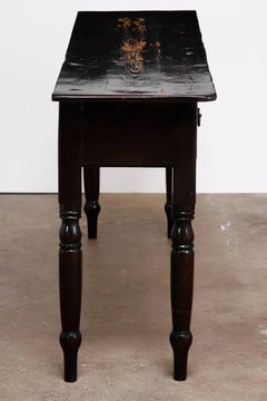 Black Lacquered English Farmhouse Pine Sideboard Server