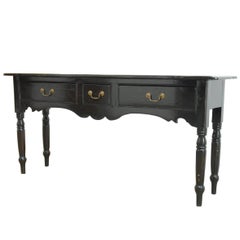 Vintage Black Lacquered English Farmhouse Pine Sideboard Server