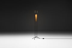 Schwarz lackierte Stehlampe von Lunel (zugeschrieben), Frankreich, Mitte des 20. Jahrhunderts