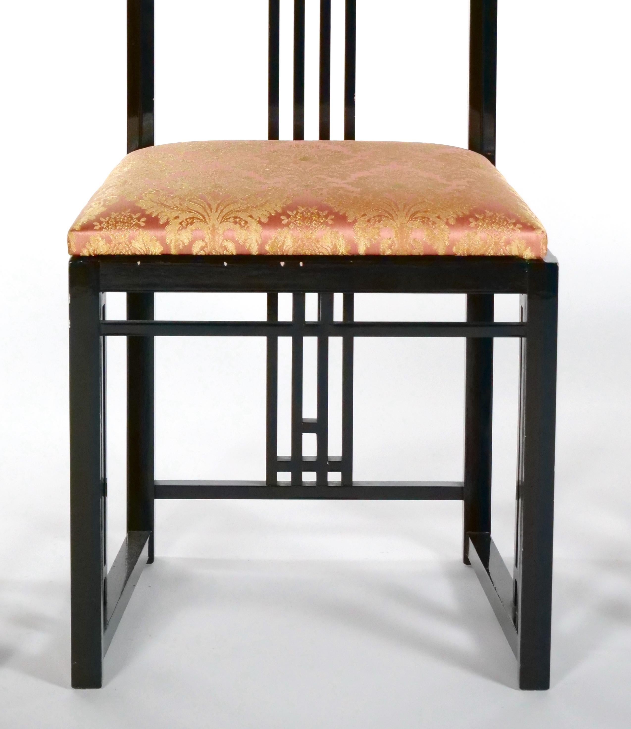 Black Lacquered Frame / Upholstered Dining Chair Set 10 For Sale 8