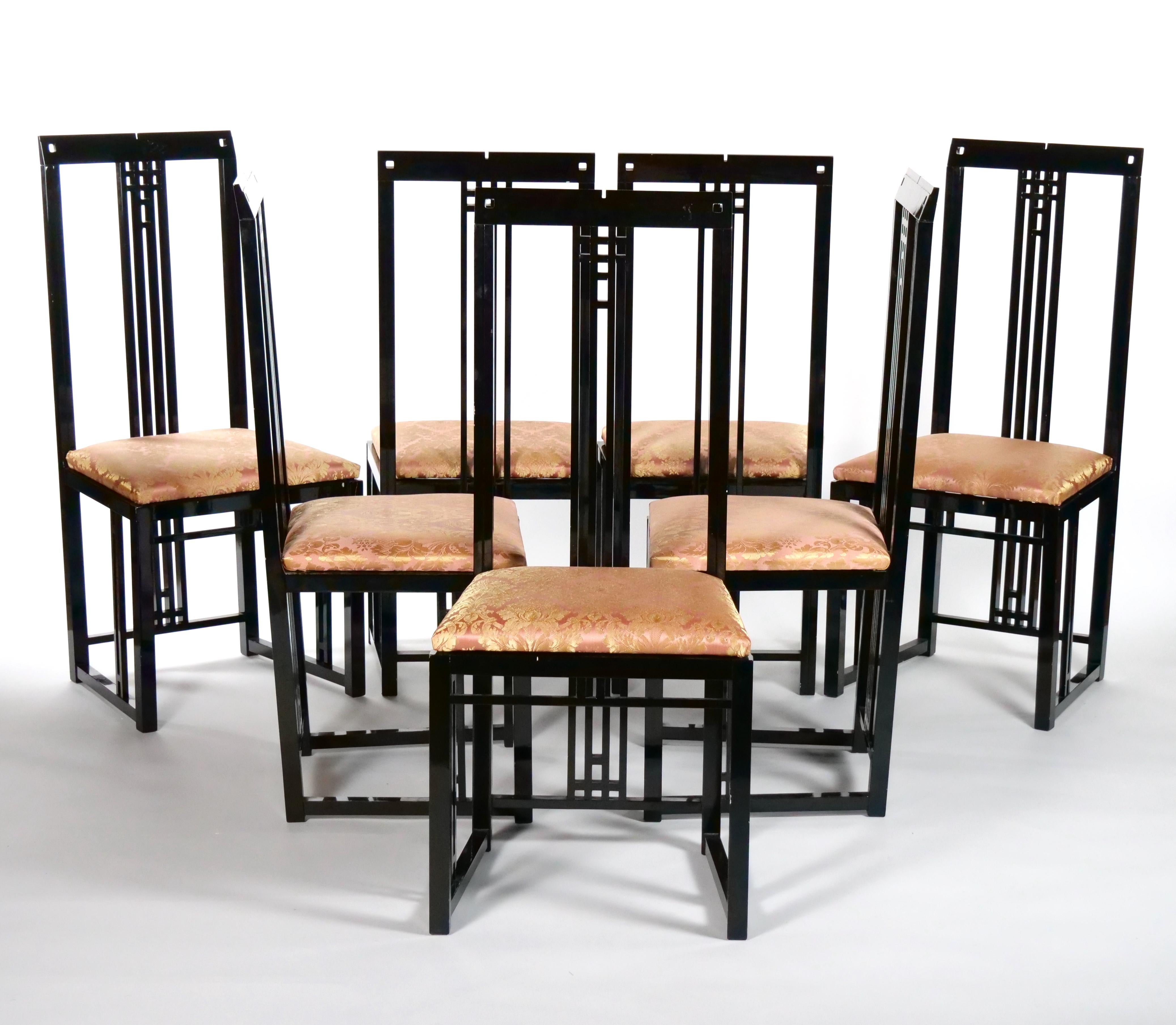 Upholstery Black Lacquered Frame / Upholstered Dining Chair Set 10 For Sale