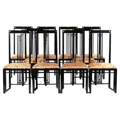 Black Lacquered Frame / Upholstered Dining Chair Set 10