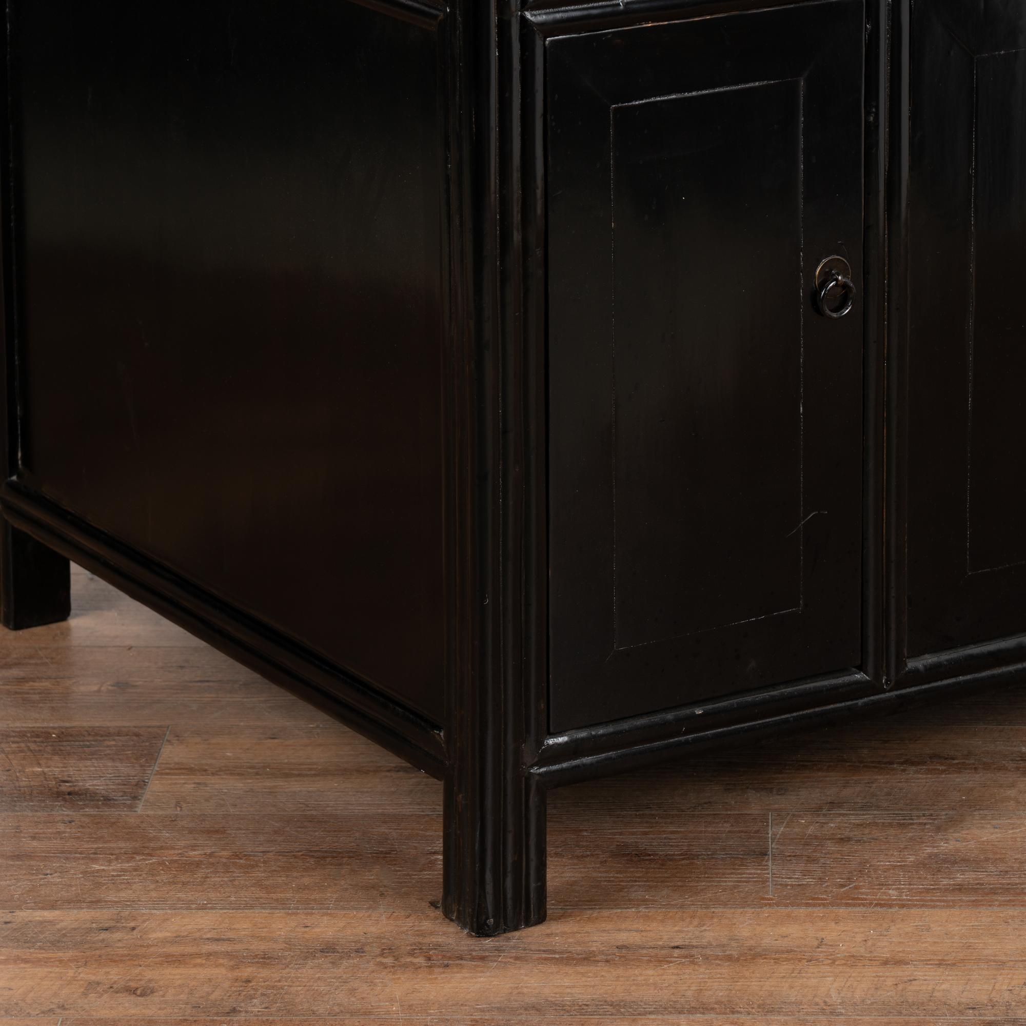 Wood Black Lacquered Free Standing Console Cabinet or Kitchen Island, China 1880