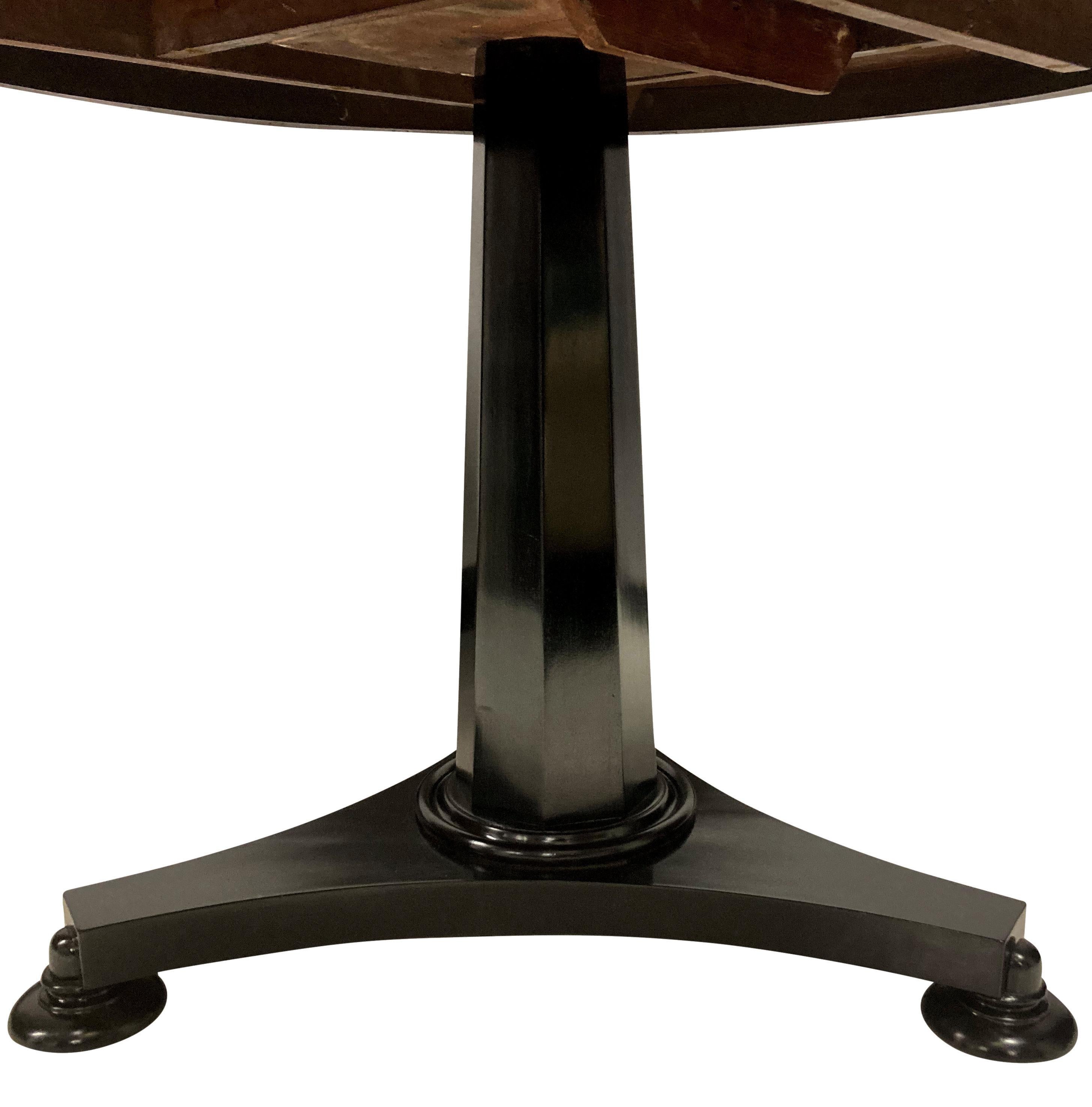 Mahogany Black Lacquered French Gueridon Table