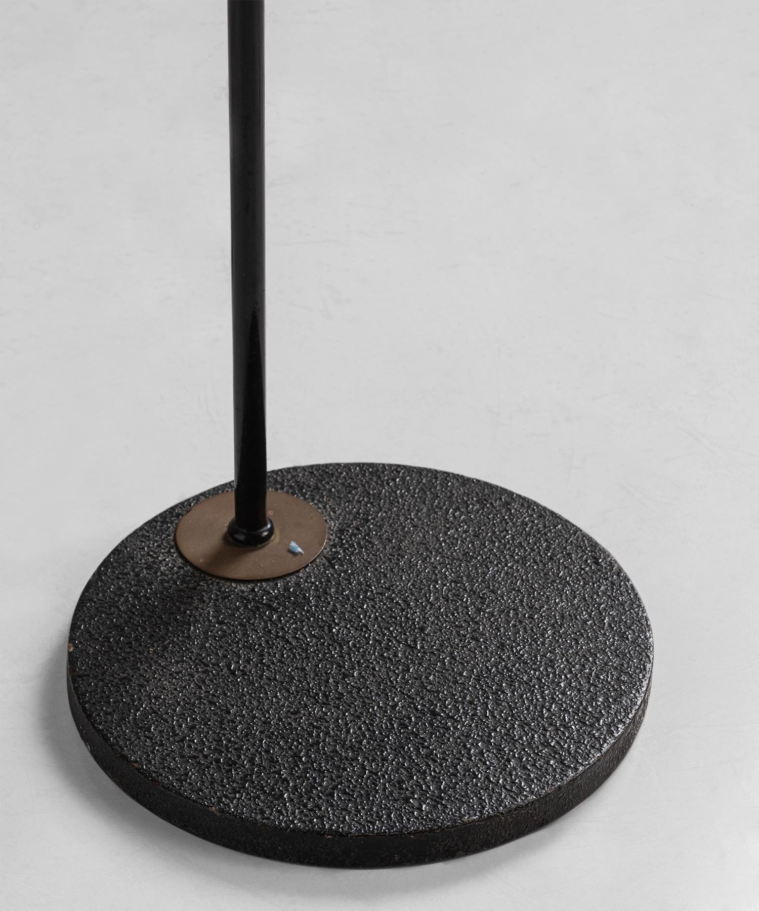 Mid-20th Century Black Lacquered & Gilt Brass Floor Lamp by Maison Lunel, France, circa 1950