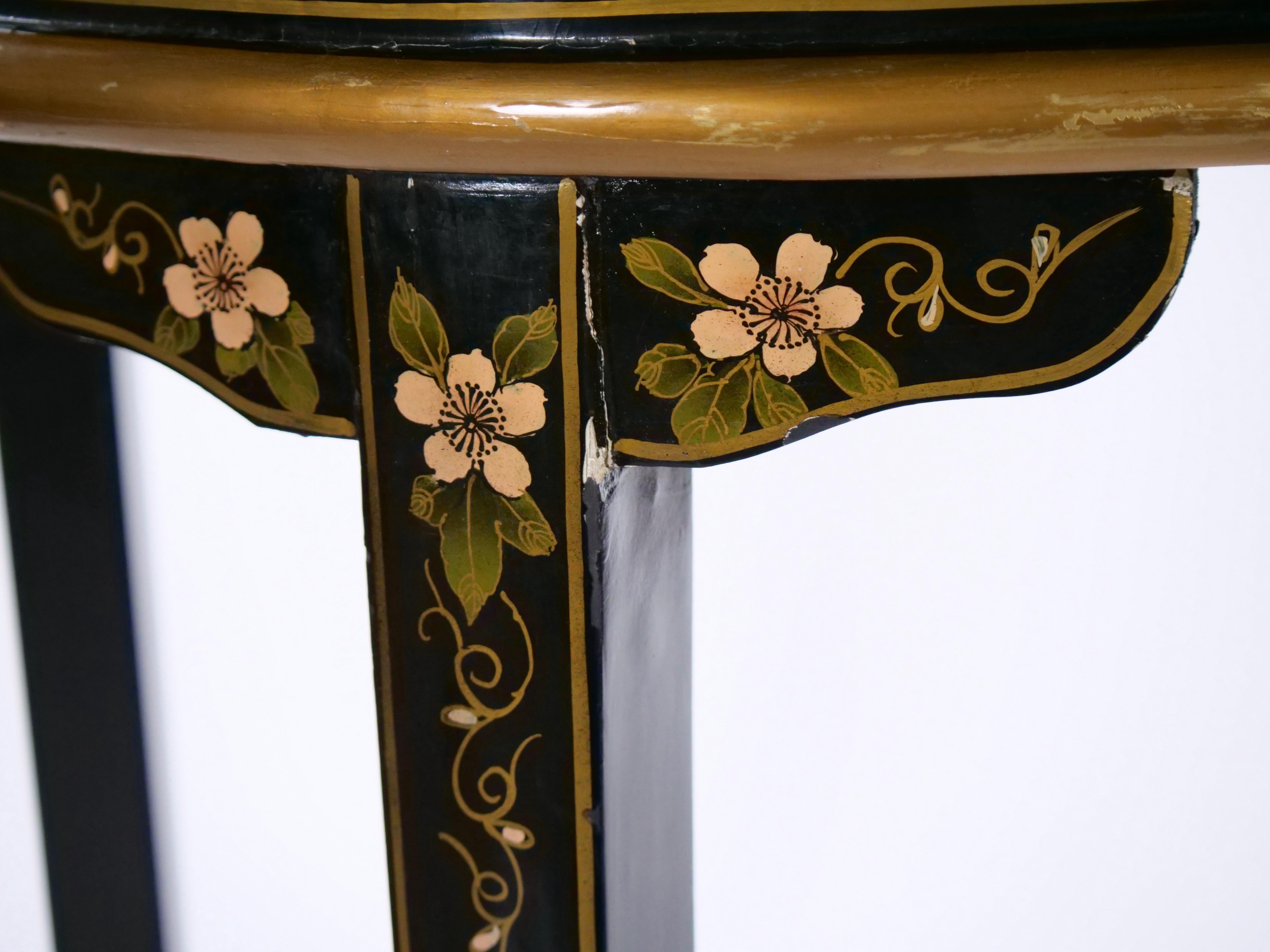 Black Lacquered Hand Painted / Decorated Chinoiserie Desk 10