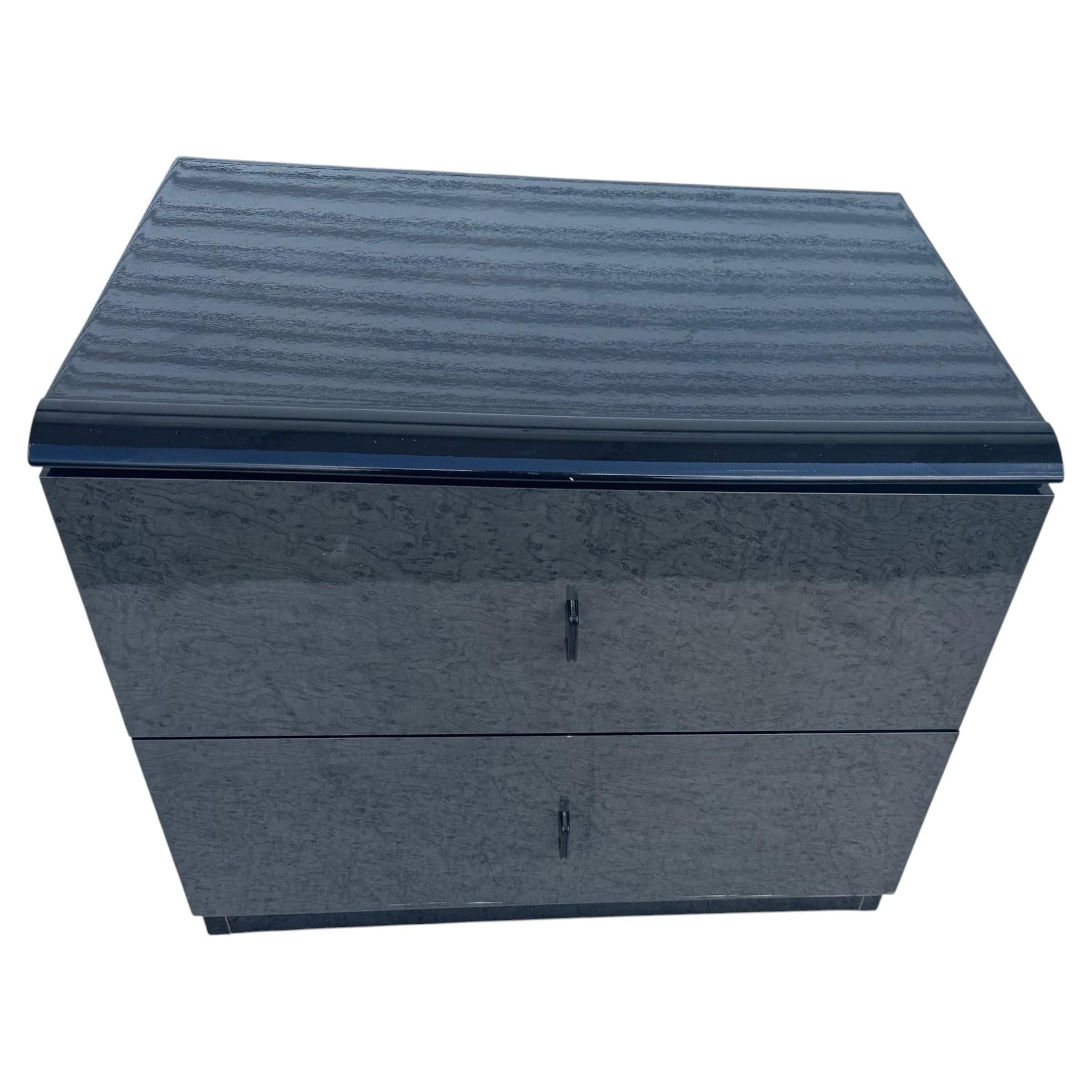 Black Lacquered Italian Modern Nightstand
