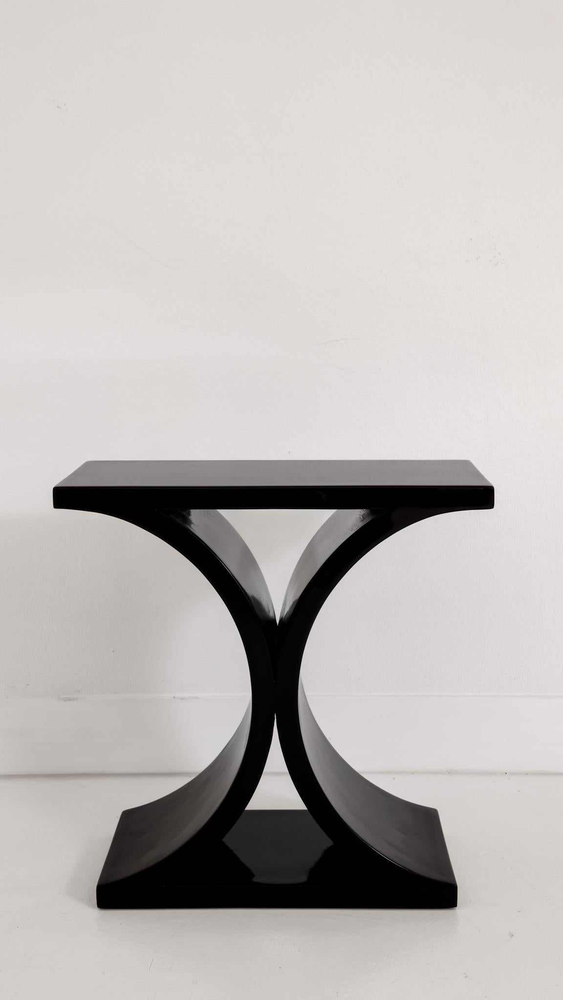 Mid-Century Modern Black Lacquered JMF Side Table by Karl Springer