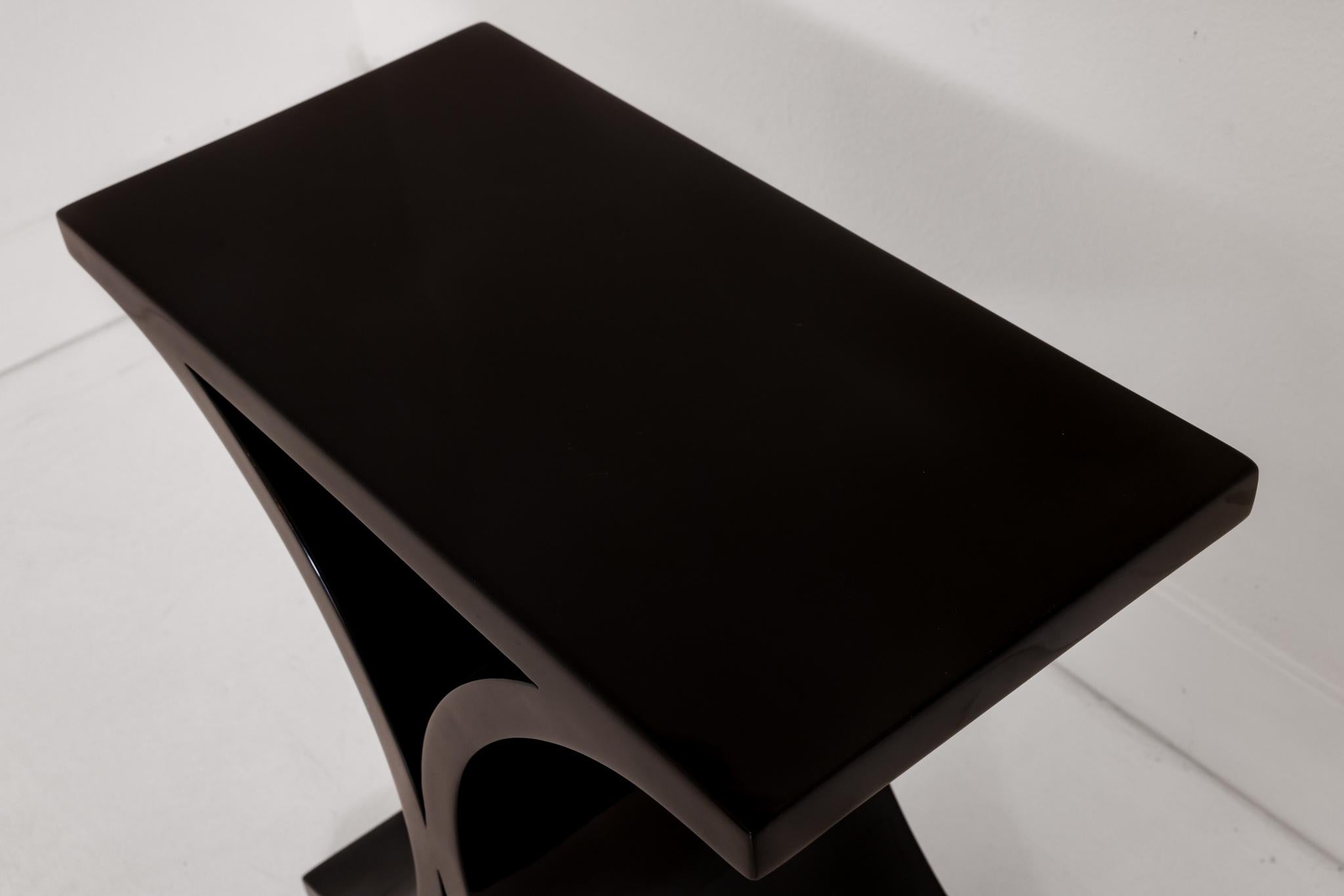 Black Lacquered JMF Side Table by Karl Springer In Good Condition In Palm Desert, CA