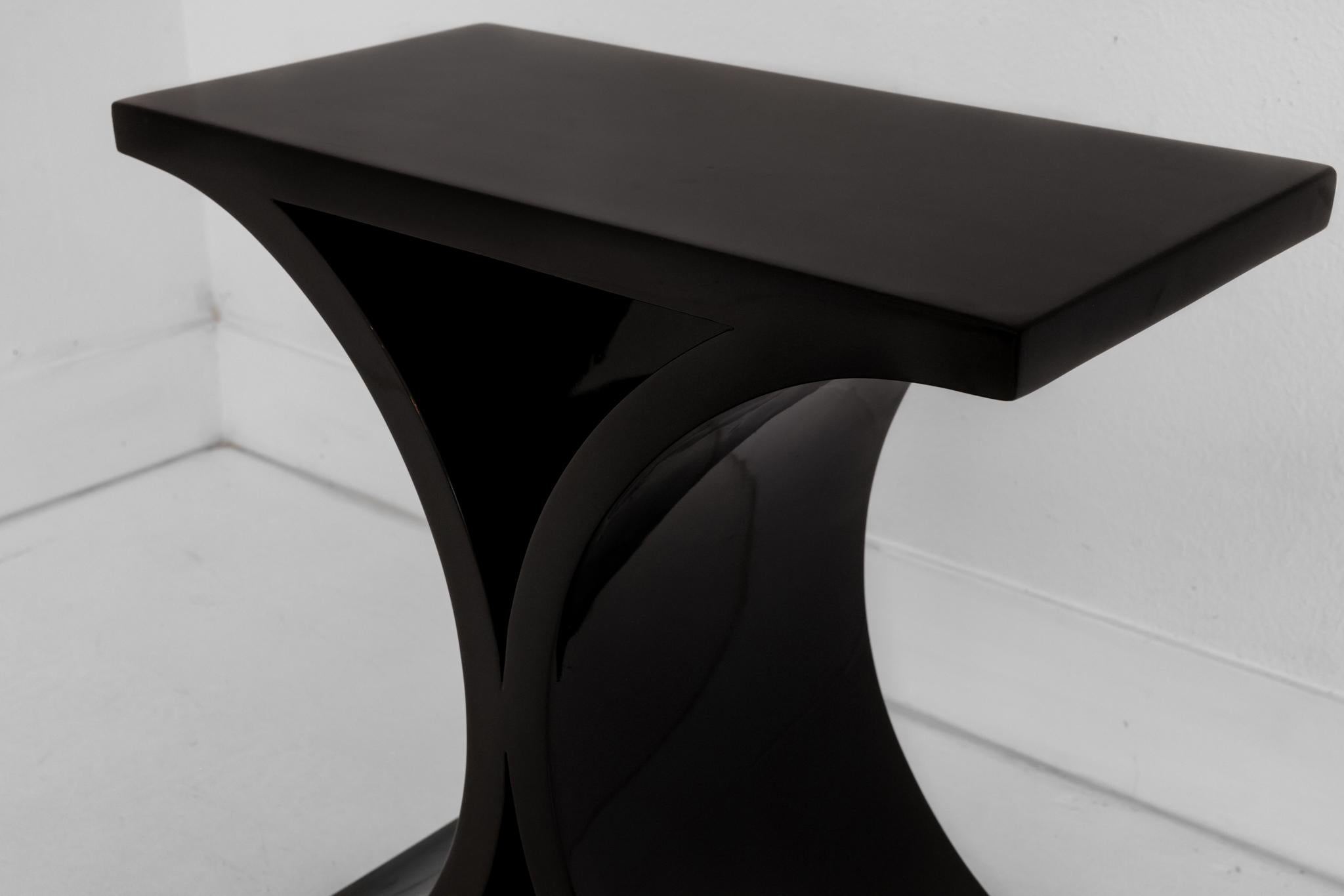 Wood Black Lacquered JMF Side Table by Karl Springer