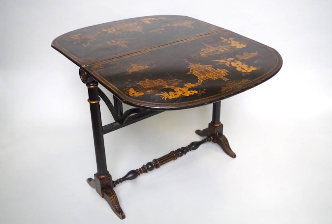 Black Lacquered Leaf Table, England, Late 19th Century 3