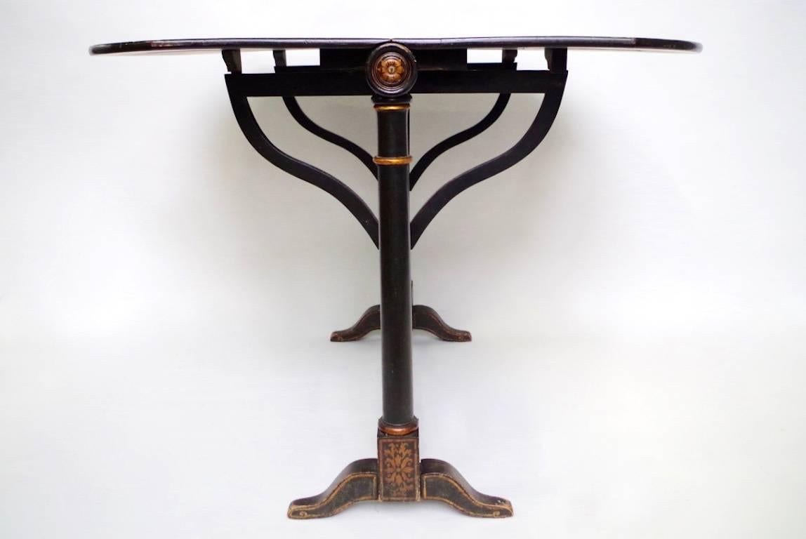 Black Lacquered Leaf Table, England, Late 19th Century 4