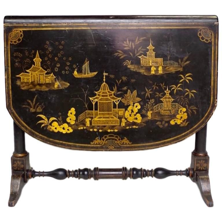 Black Lacquered Leaf Table, England, Late 19th Century