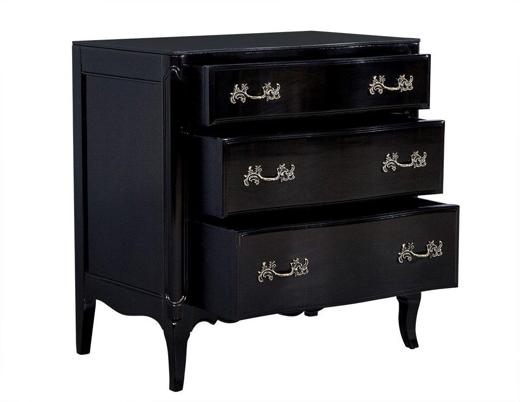 Black Lacquered Louis XV Chest of Drawers In Excellent Condition In North York, ON