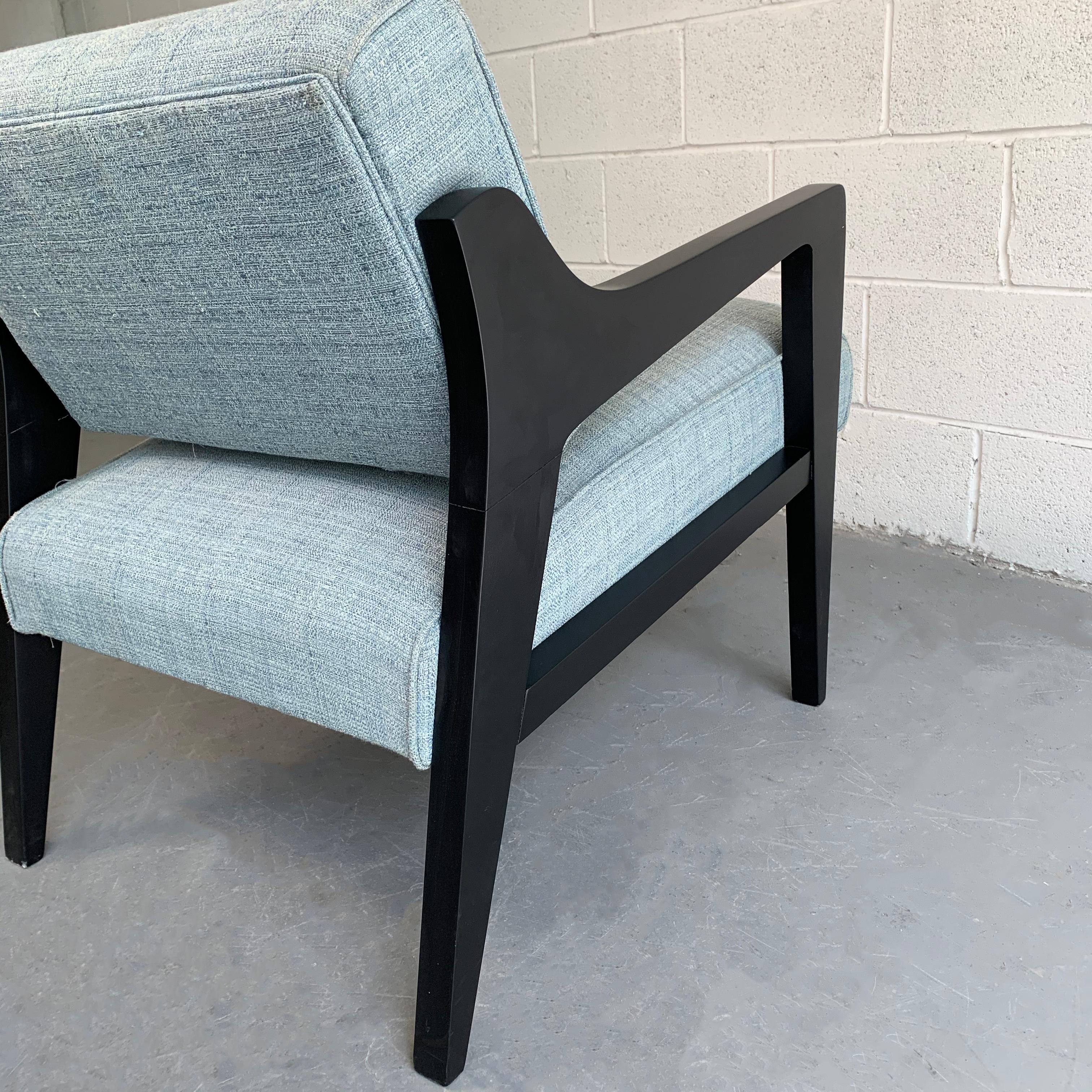 Fabric Black Lacquered Lounge Chair by Edward Wormley for Dunbar