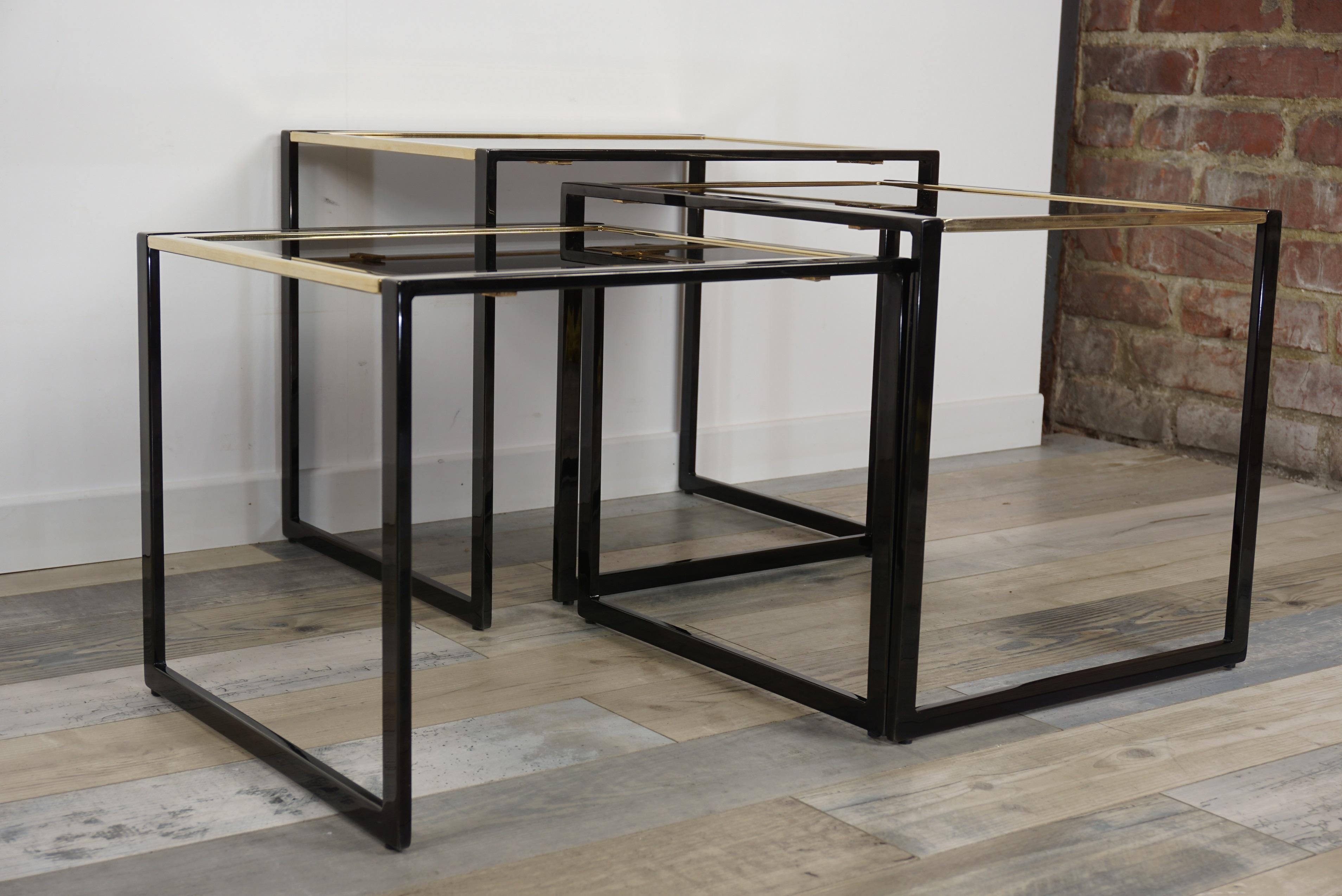 black glass nesting tables