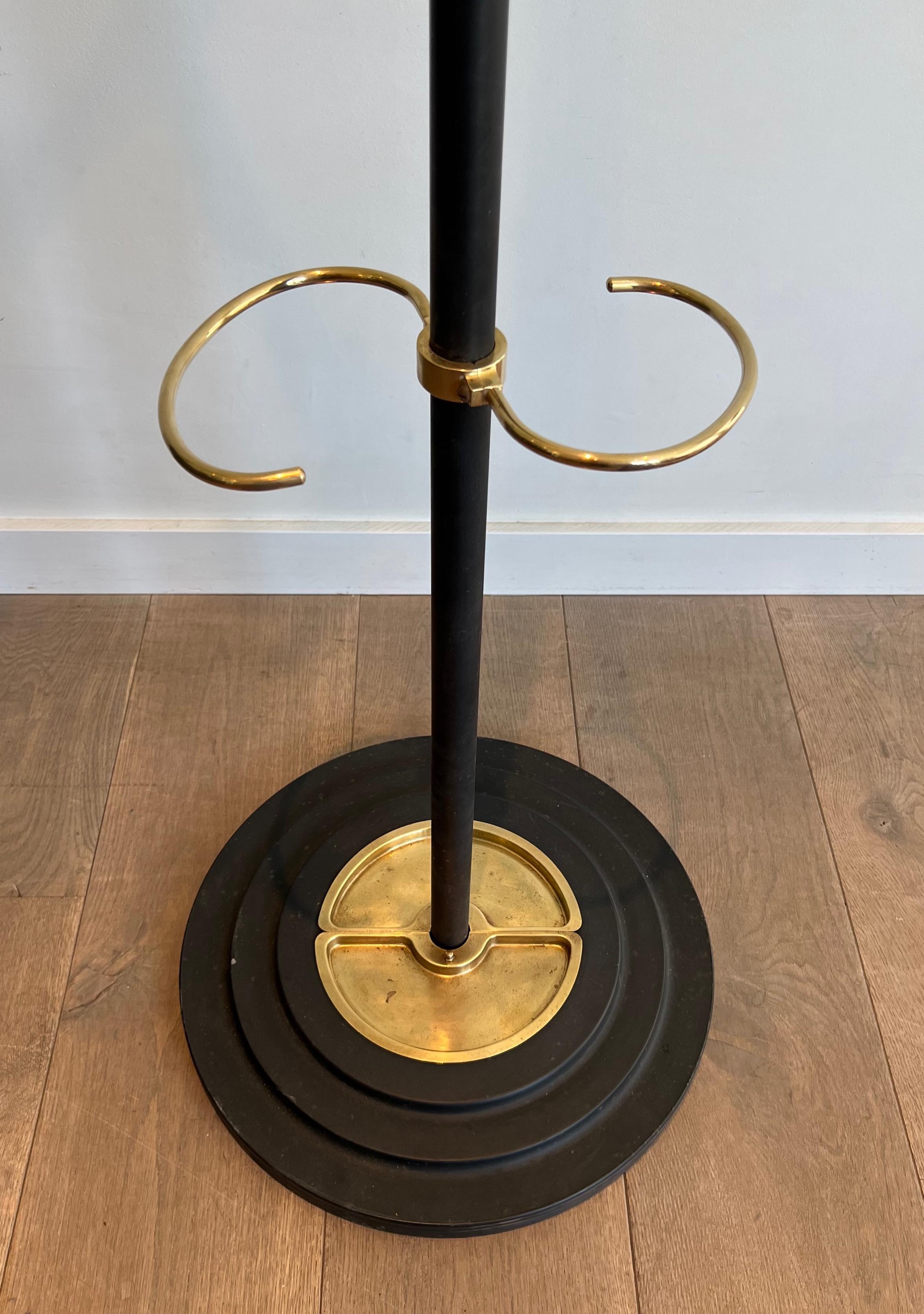 Black Lacquered Metal and Brass Coat Hanger by Jacques Adnet 2