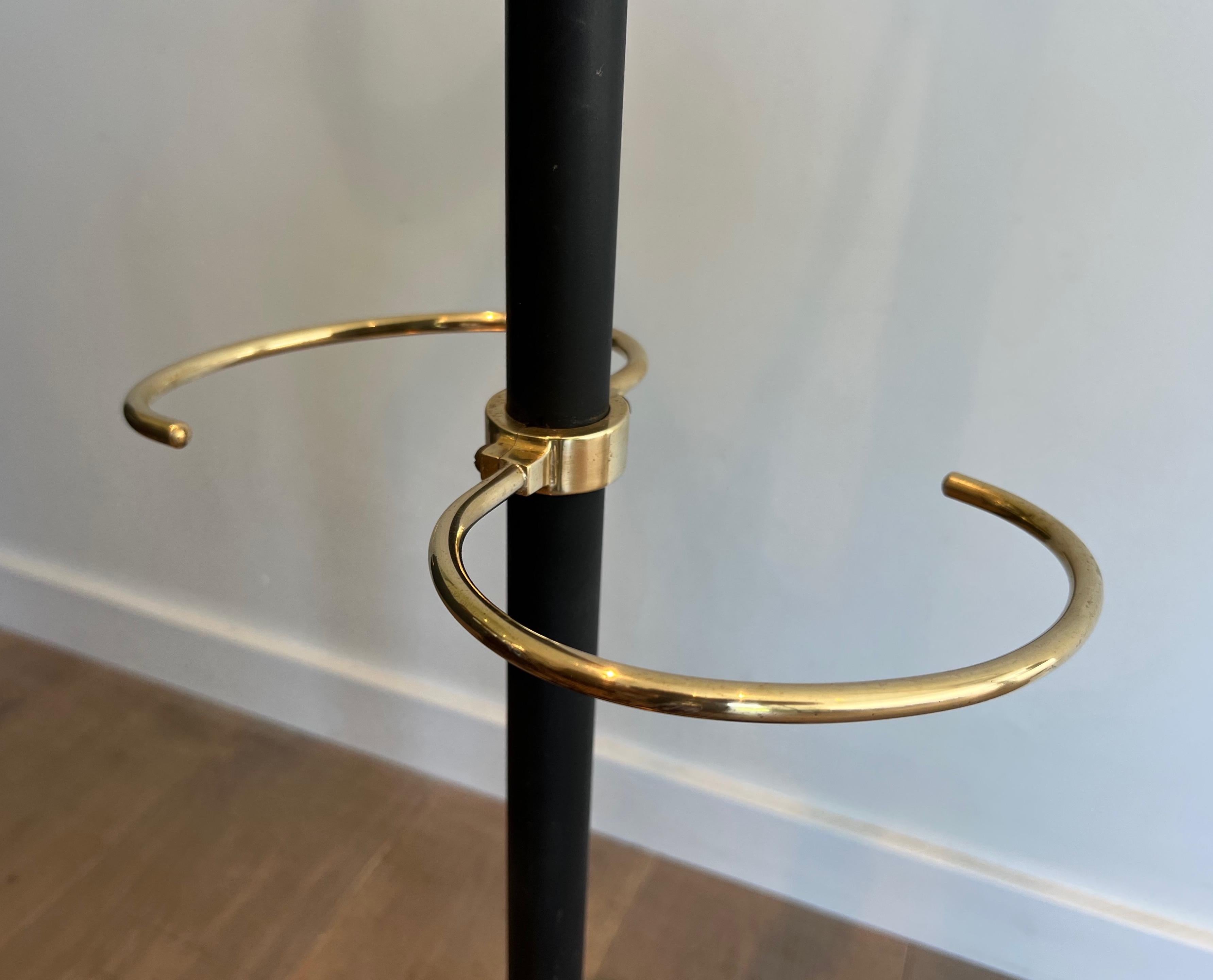 Black Lacquered Metal and Brass Coat Hanger by Jacques Adnet 3