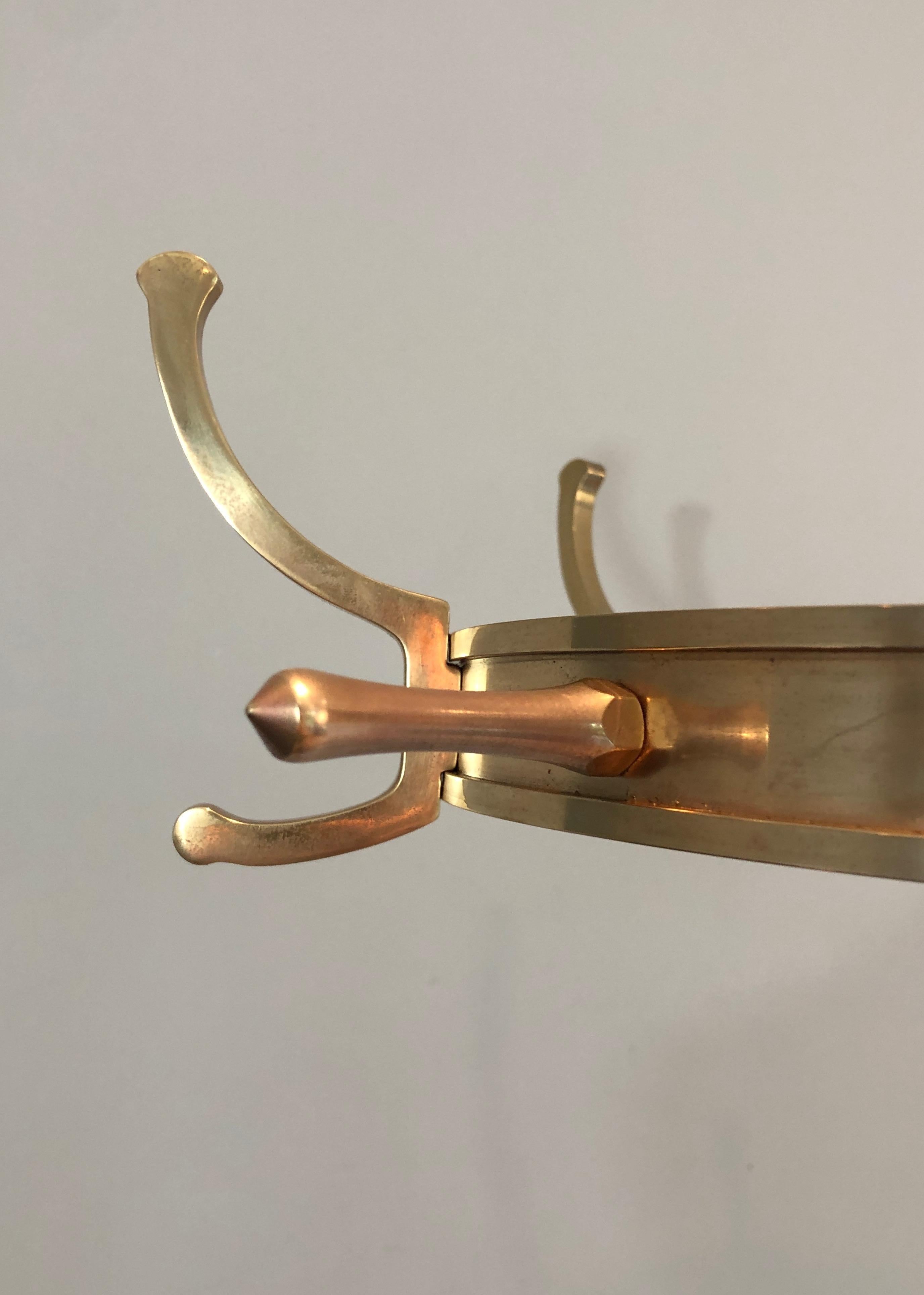 Black Lacquered Metal and Brass Coat Rack by Jacques Adnet 7