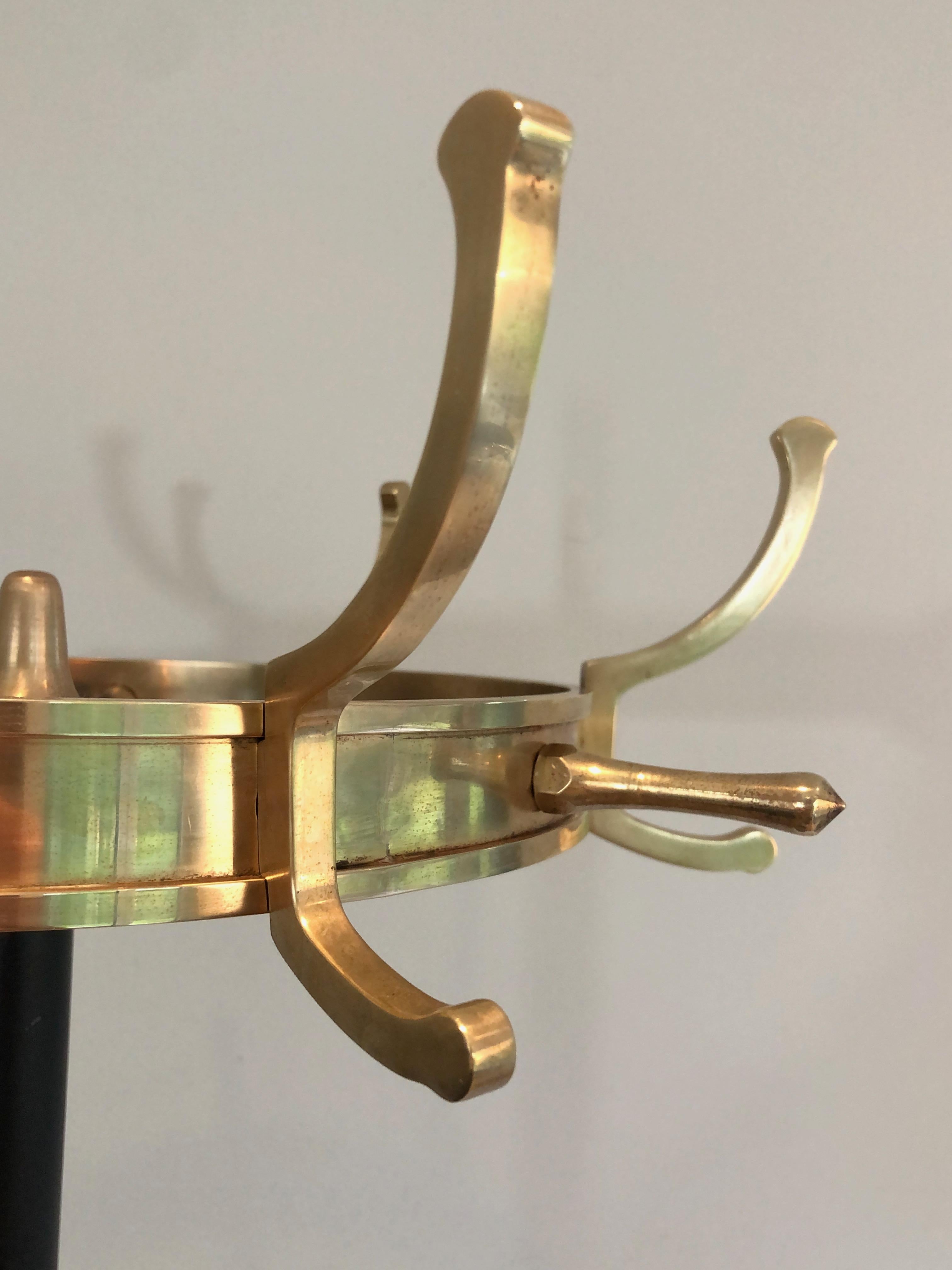 Black Lacquered Metal and Brass Coat Rack by Jacques Adnet 9
