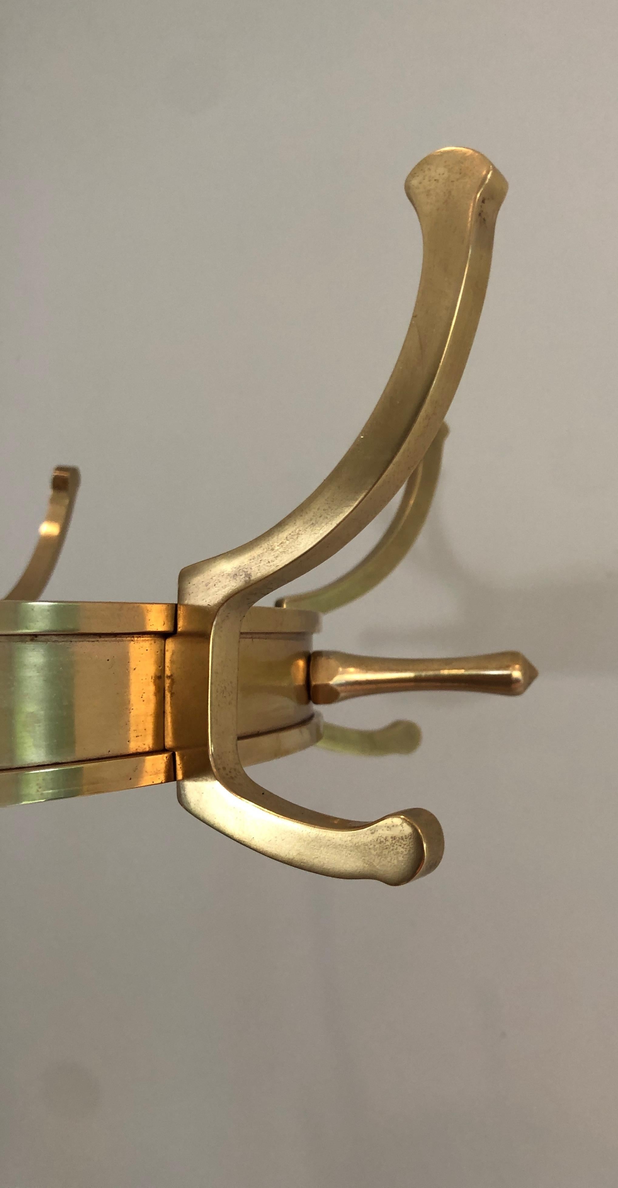 Black Lacquered Metal and Brass Coat Rack by Jacques Adnet 10