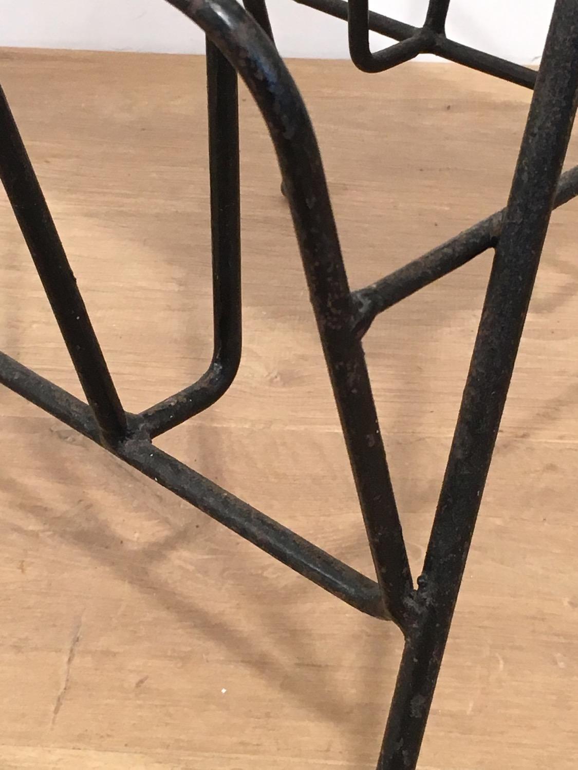 Black Lacquered Metal and Rattan Magazine Rack, French, circa 1950 5