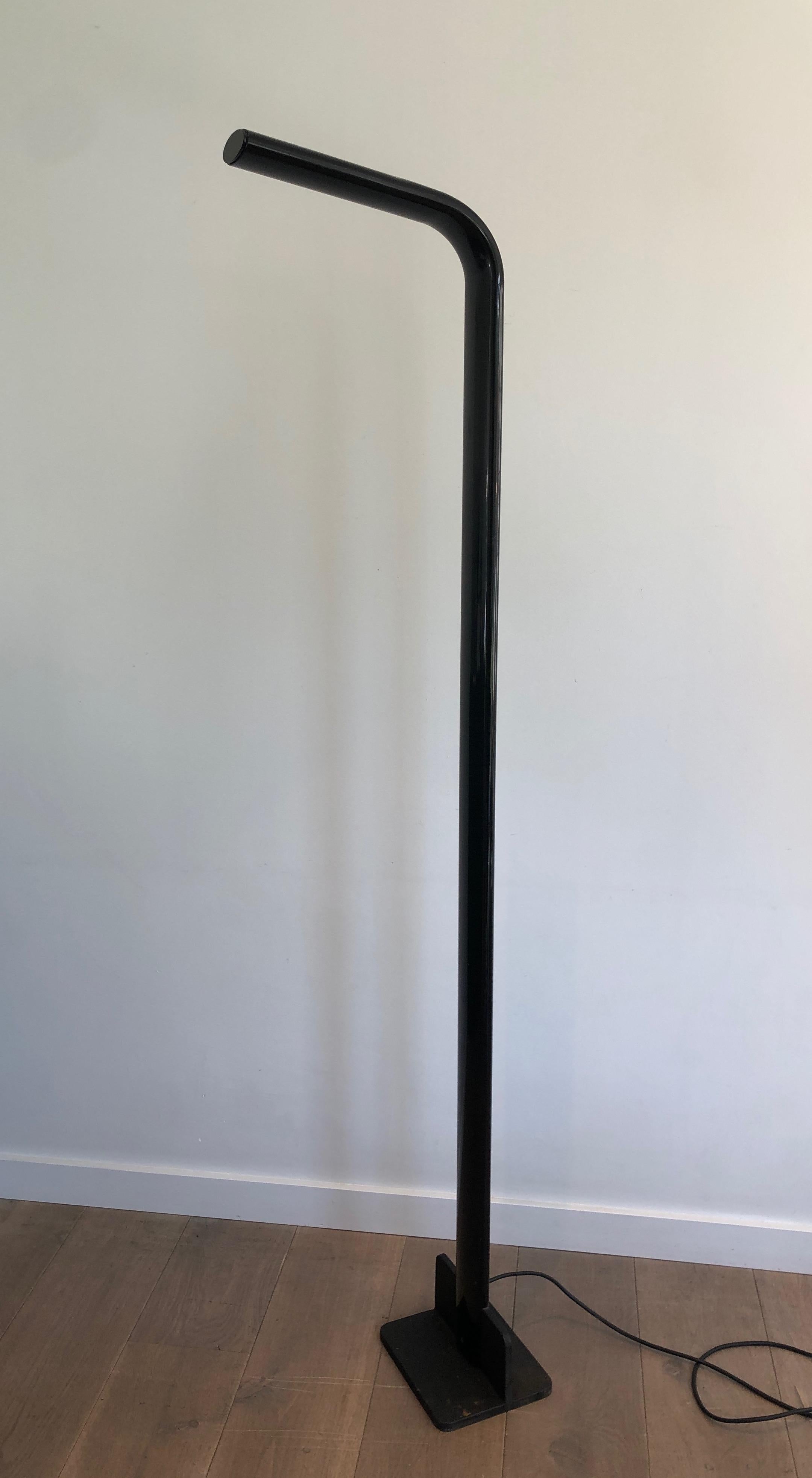 French Black Lacquered Metal Floor Lamp For Sale