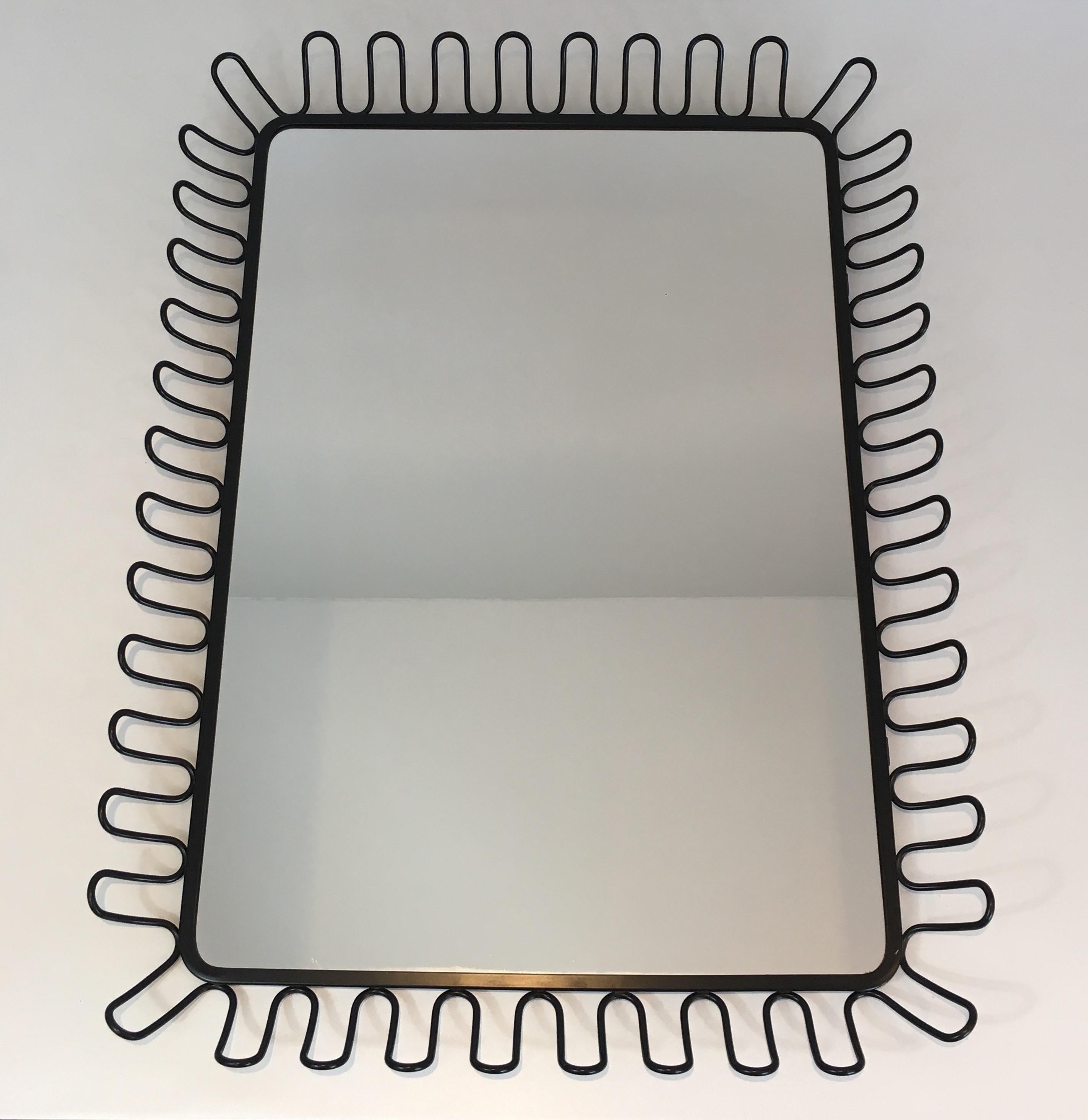 Miroir en métal laqué noir en vente 2