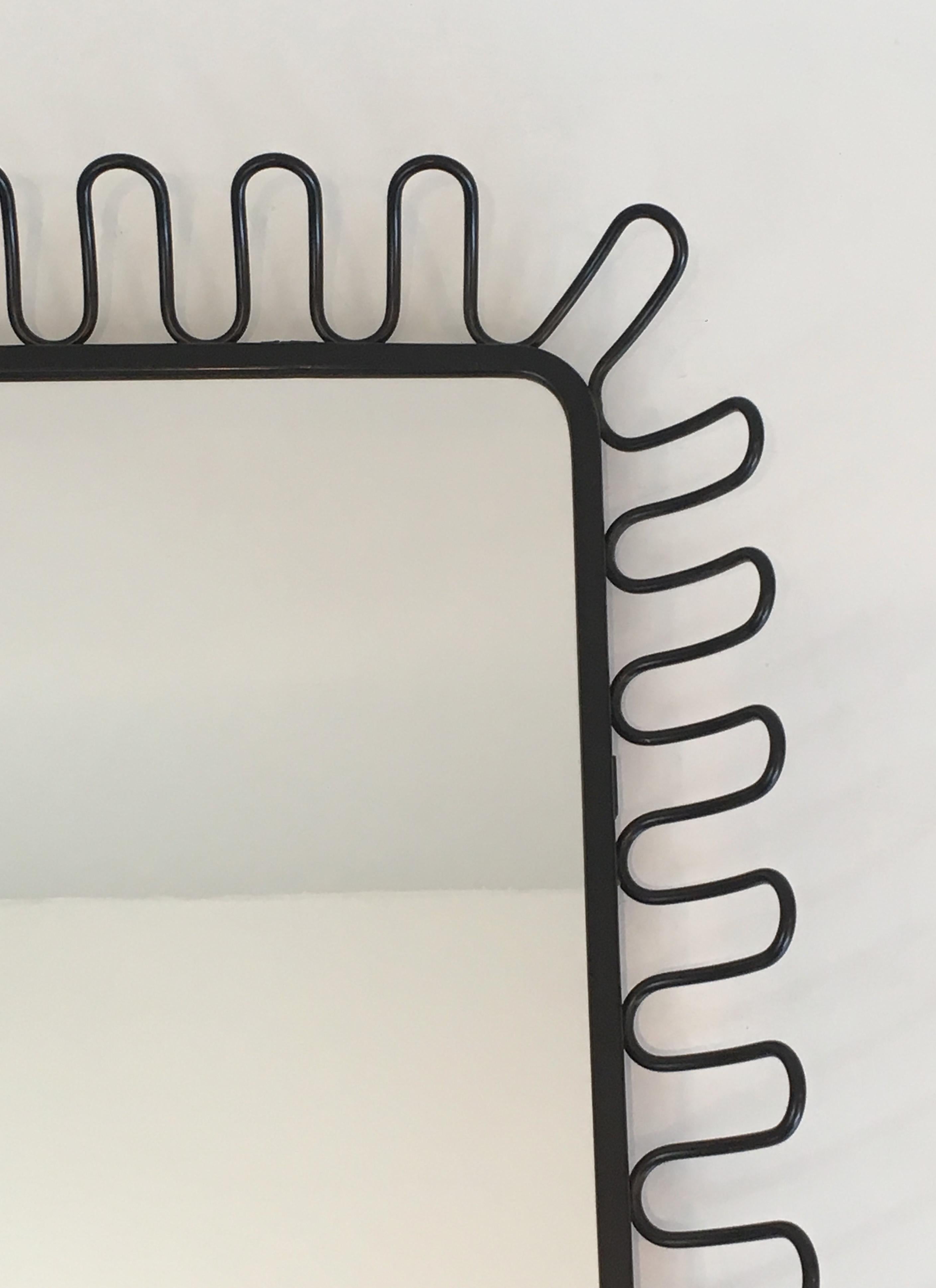 Laqué Miroir en métal laqué noir en vente