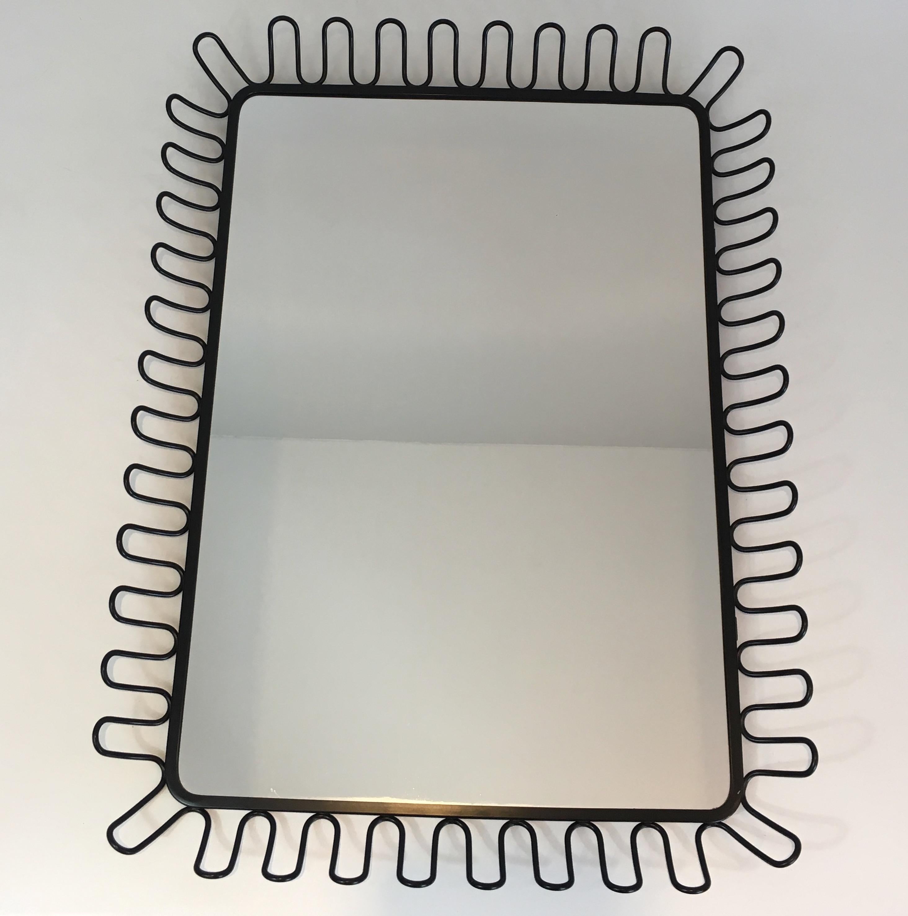 Miroir en métal laqué noir en vente 1