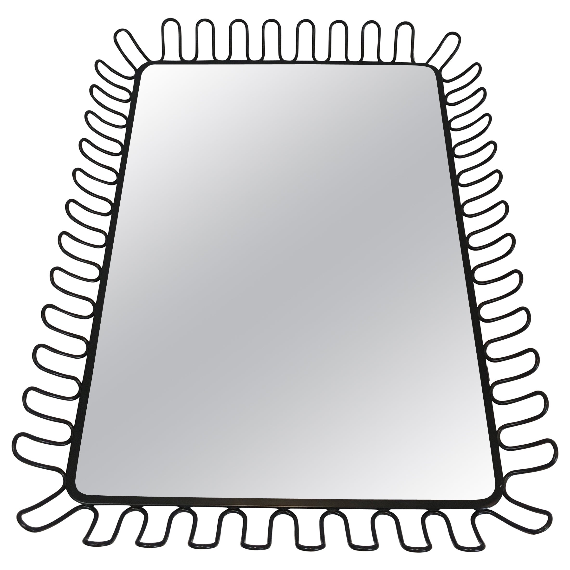 Black lacquered metal mirror
