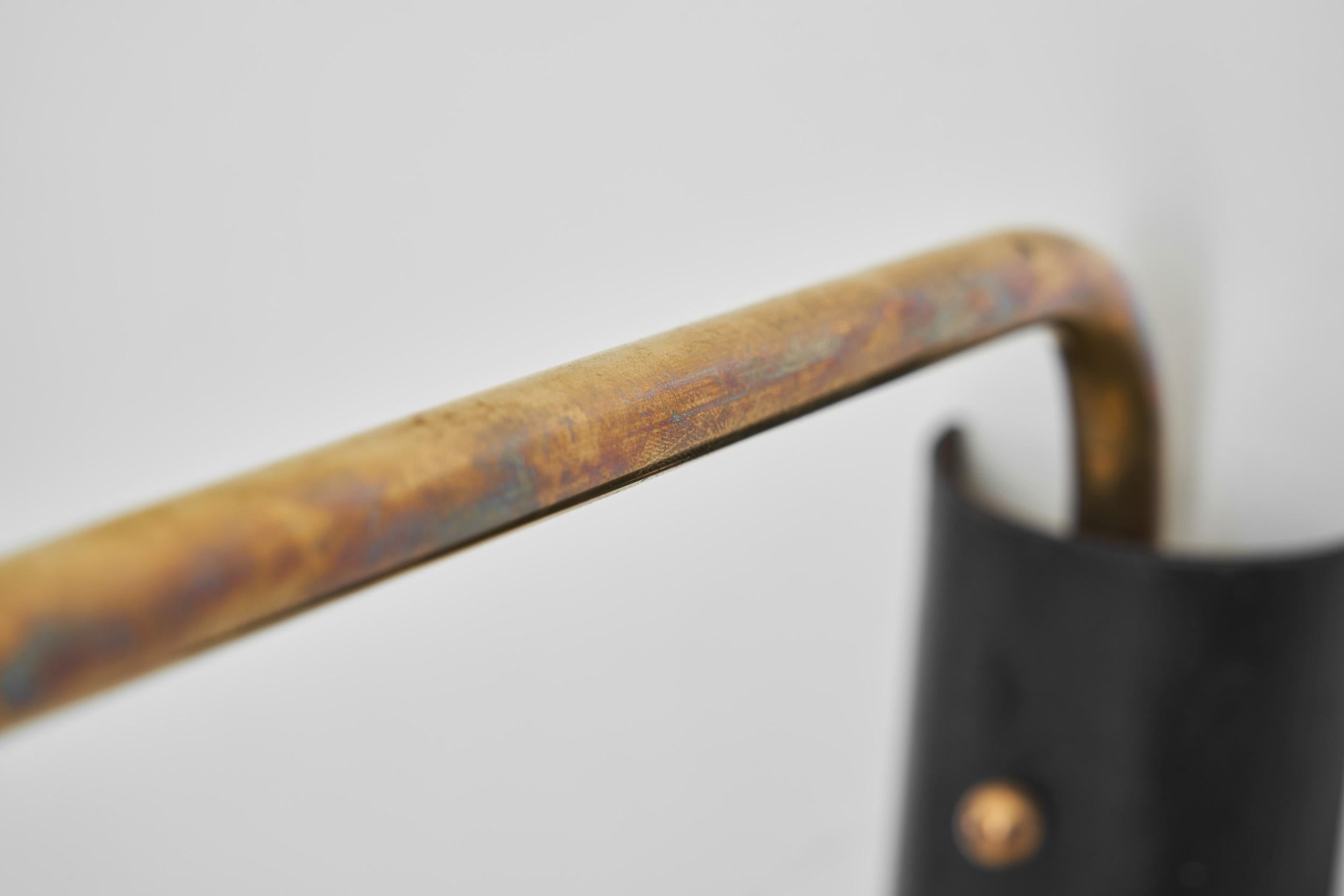 Apliques de Platillo en Metal Lacado Negro de Maison Arlus, Francia ca 1950s 9