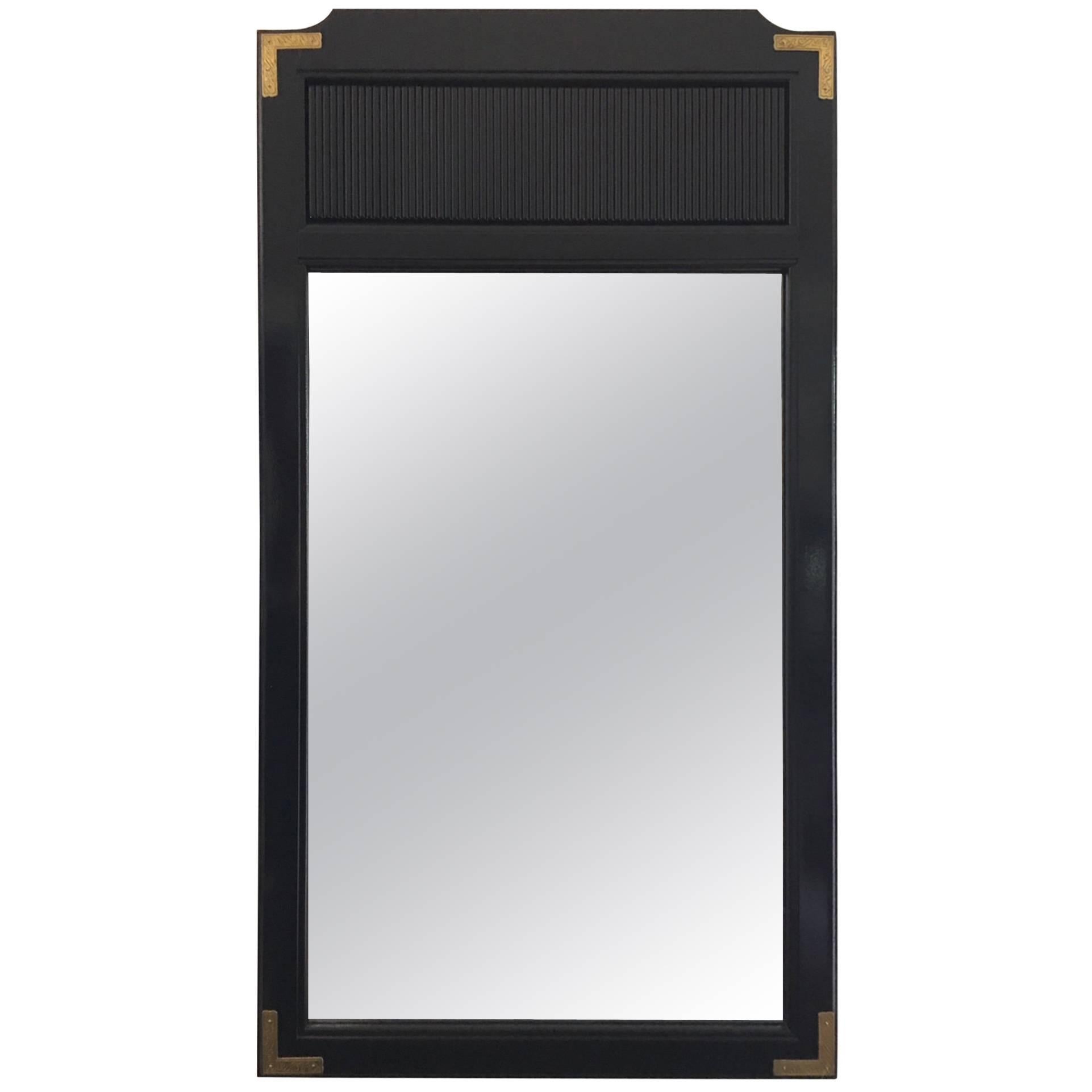 Black Lacquered Mirror with Brass