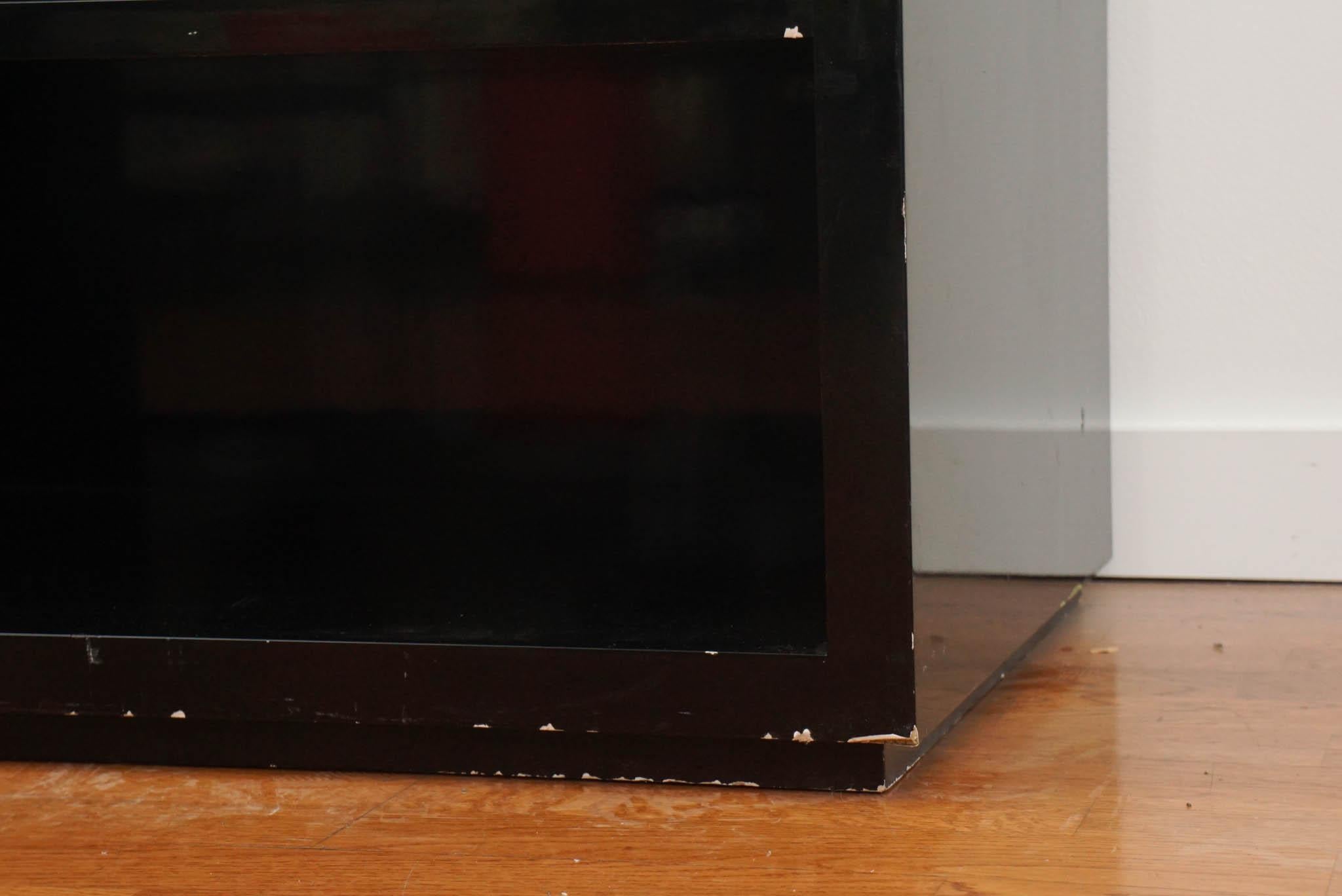 Wood Black lacquered nightstand with a drawer For Sale
