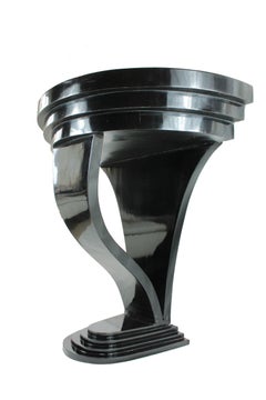 Black Lacquered Olivewood Console Art Deco, 1930s