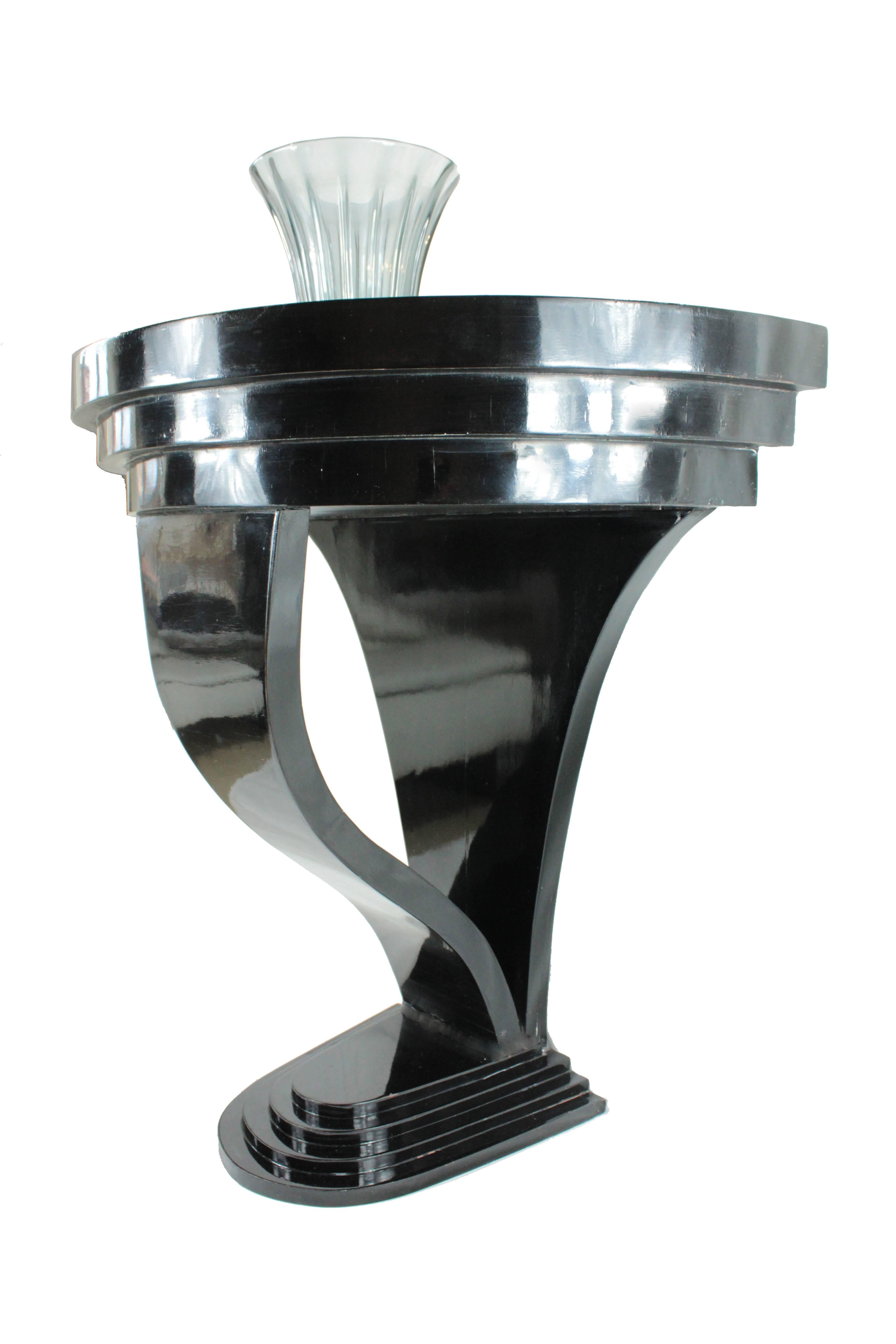 Italian Black Lacquered Olivewood Console Art Deco, 1930s For Sale