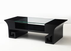Black Lacquered Oriental Coffee Table After James Mont