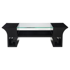 Black Lacquered Oriental Coffee Table After James Mont