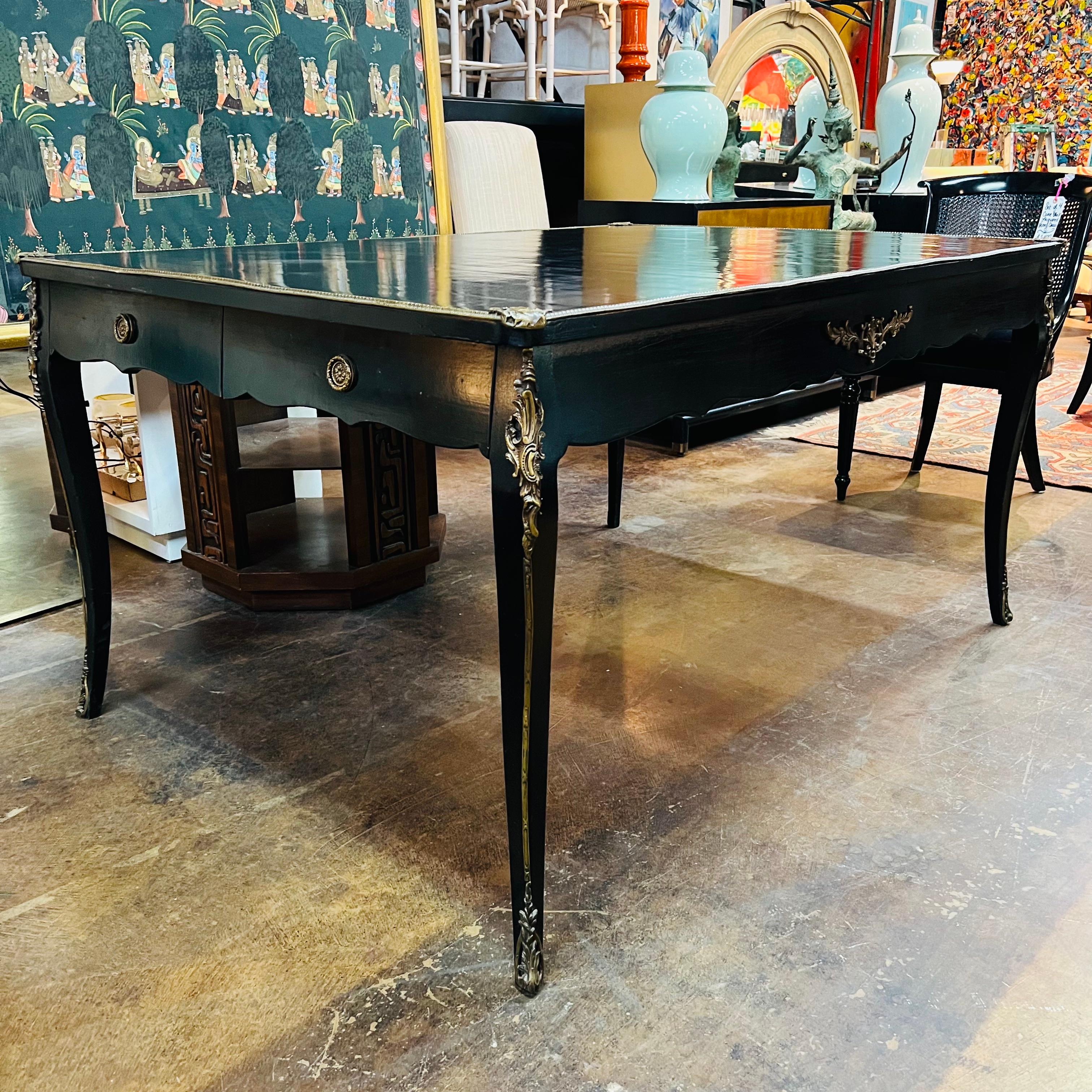 Black Lacquered Ormolu Desk / Bureau Plat For Sale 5