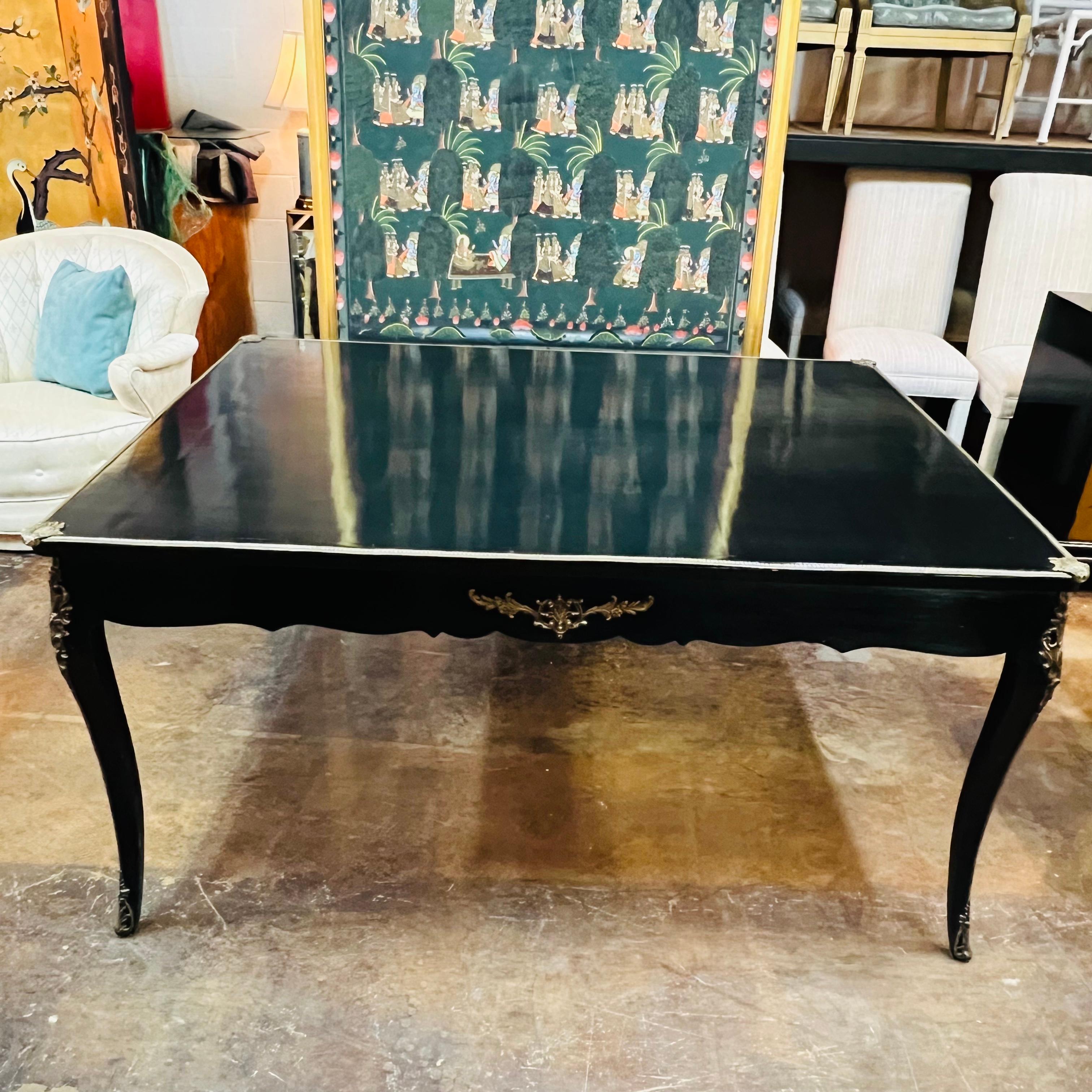 Black Lacquered Ormolu Desk / Bureau Plat For Sale 6