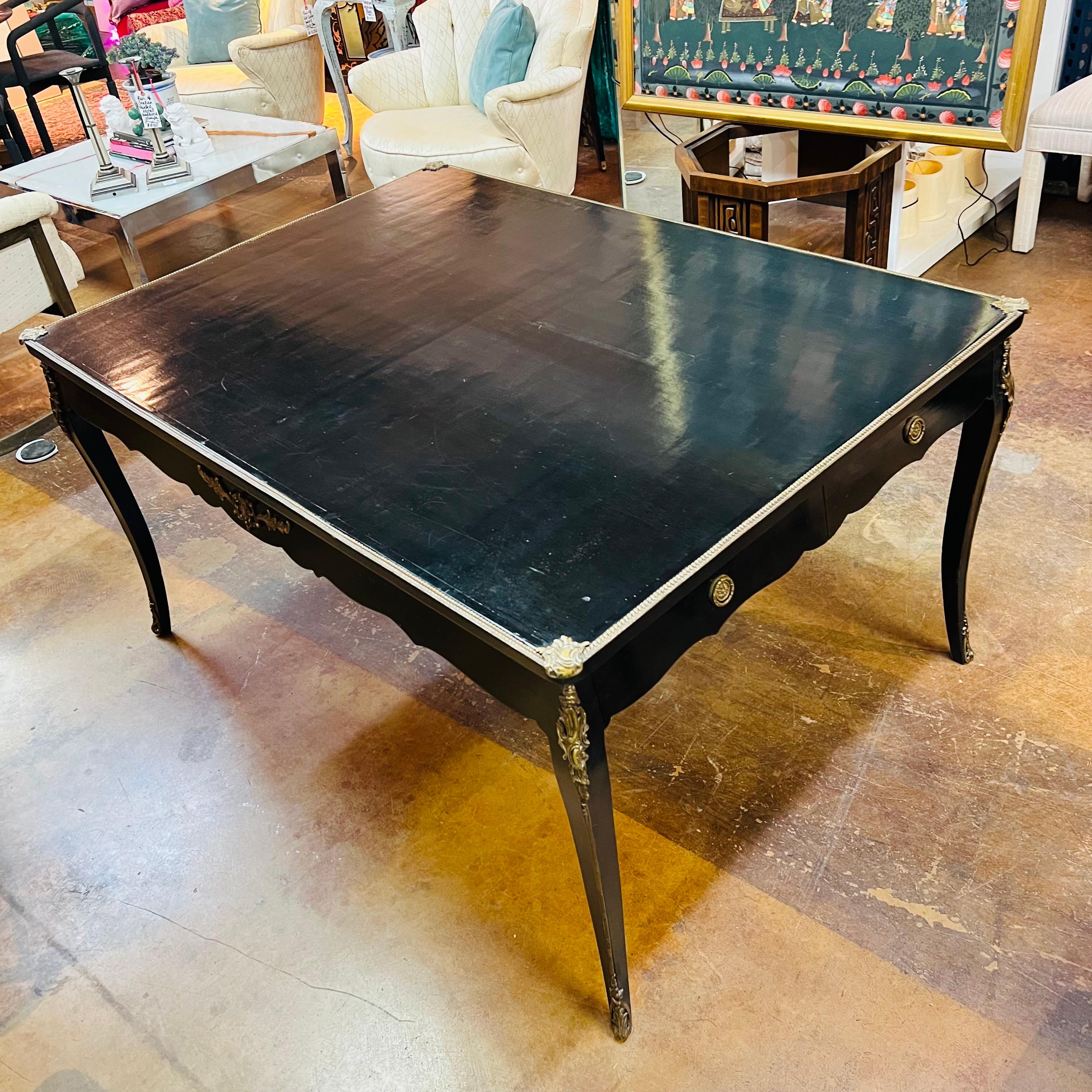 Louis XV Black Lacquered Ormolu Desk / Bureau Plat For Sale