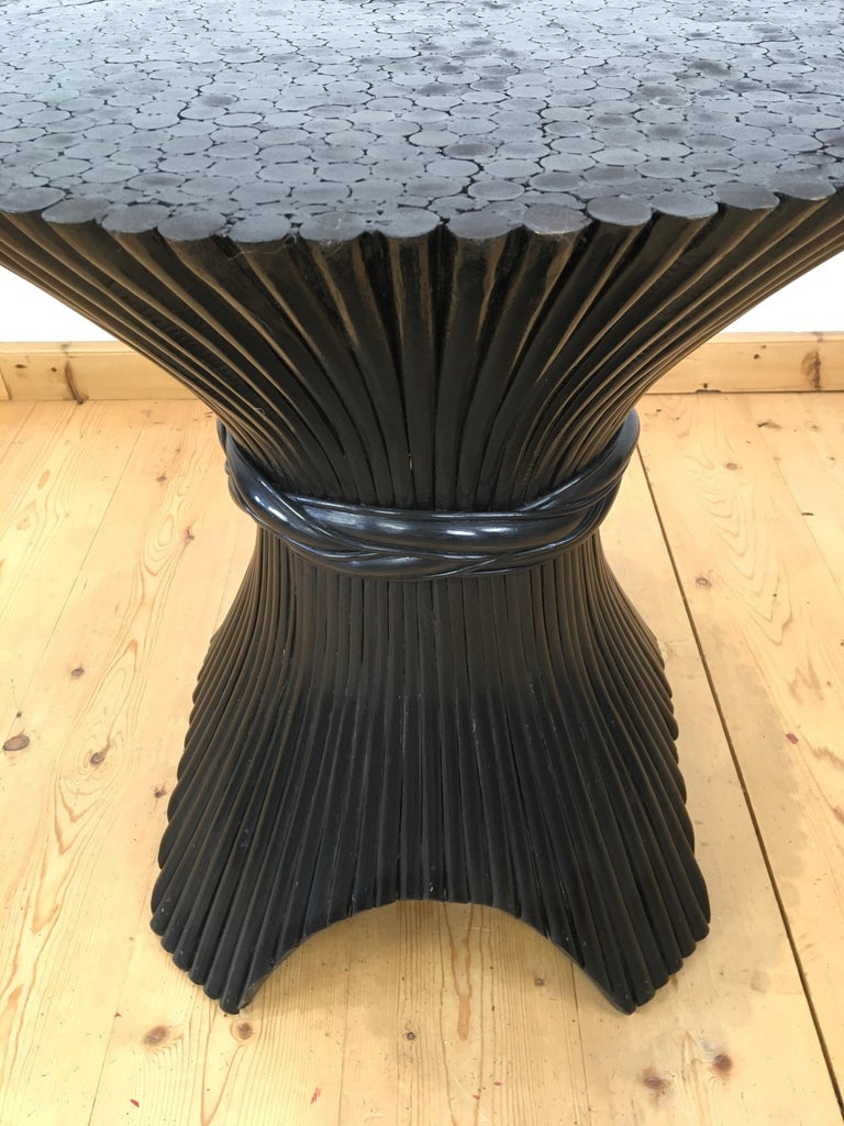 Black Lacquered Rattan Dining Room Table Base for 6 For Sale at 1stDibs