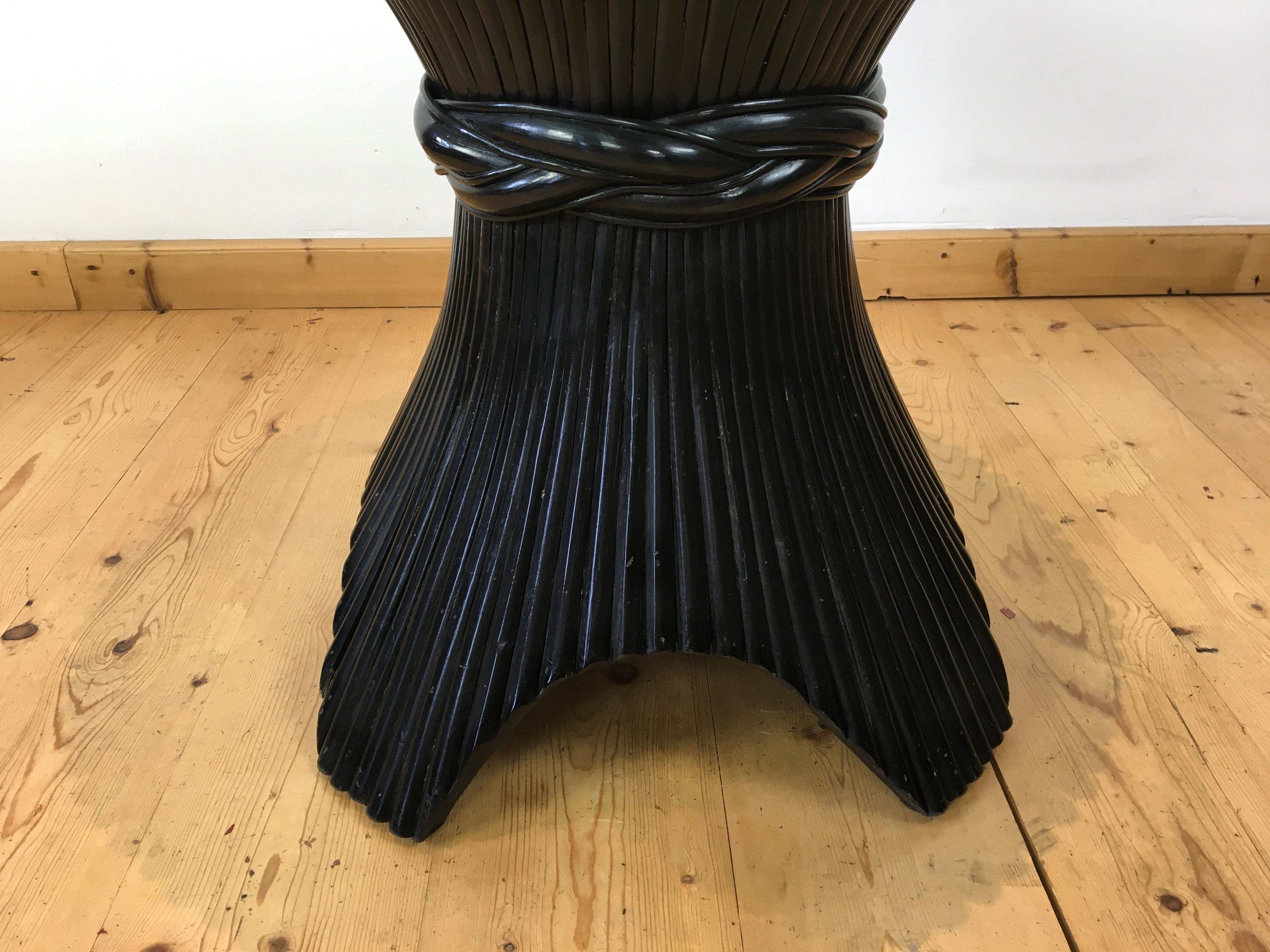 Black Lacquered Rattan Dining Room Table Base for 6 For Sale 5