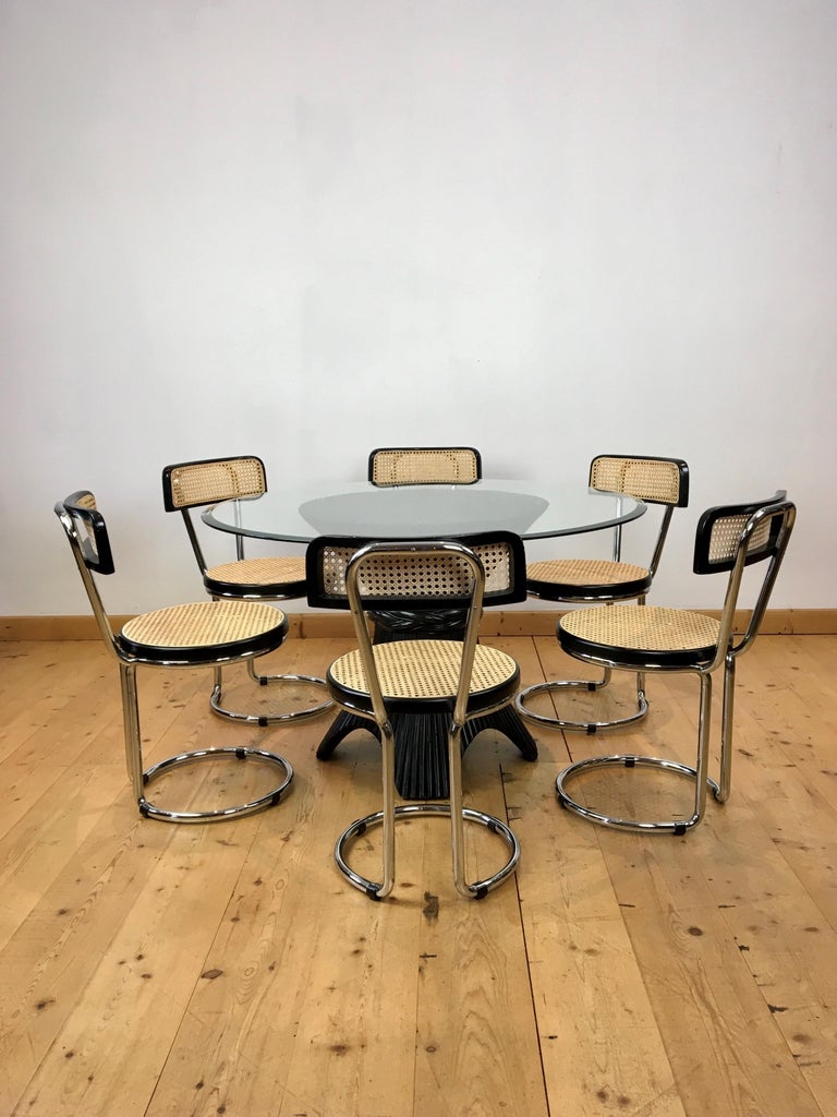 Black Lacquered Rattan Dining Room Table Base for 6 For Sale at 1stDibs